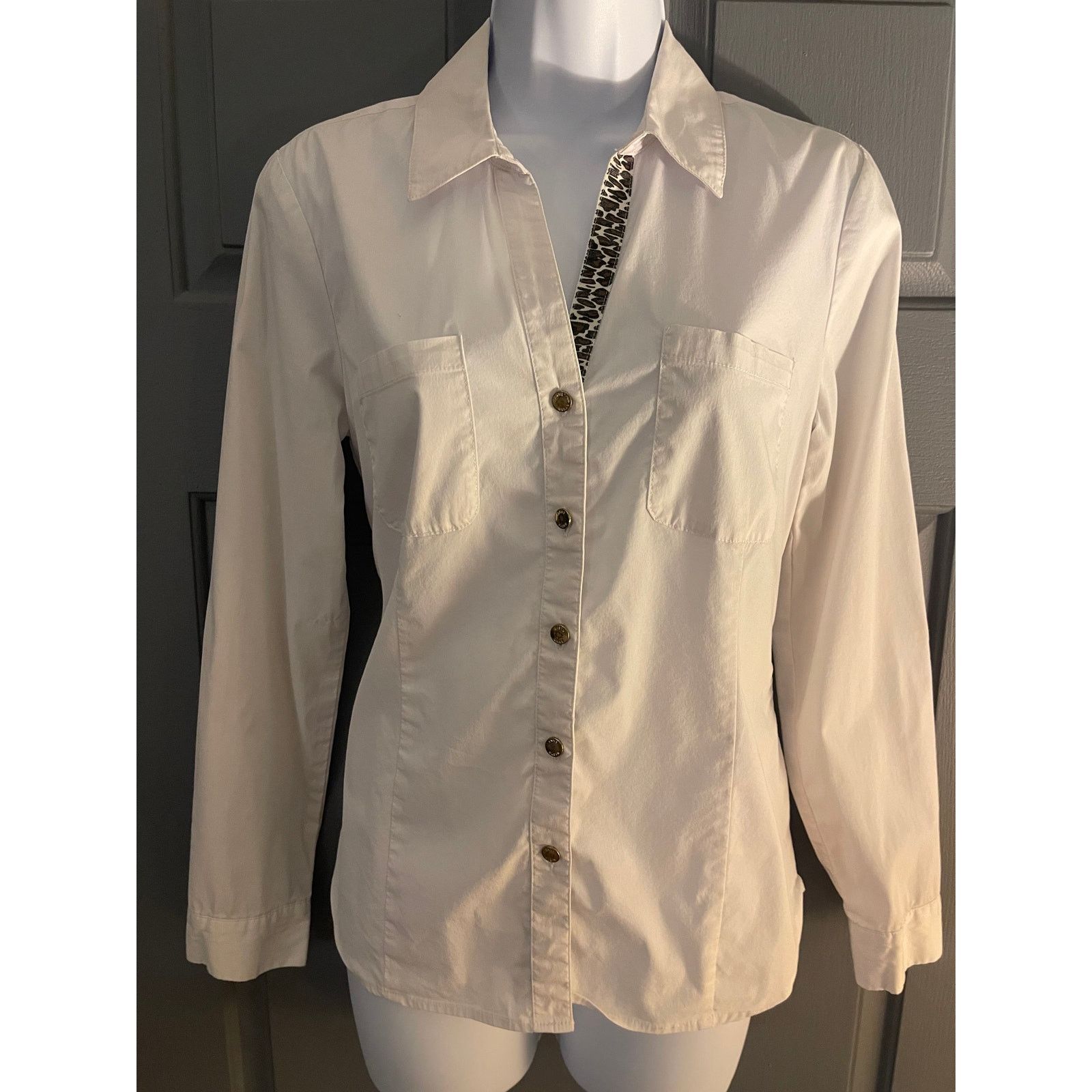 Anne Klein Anne Klein White Button Front Blouse Small Classic Shirt Size S / US 4 / IT 40 - 8 Thumbnail
