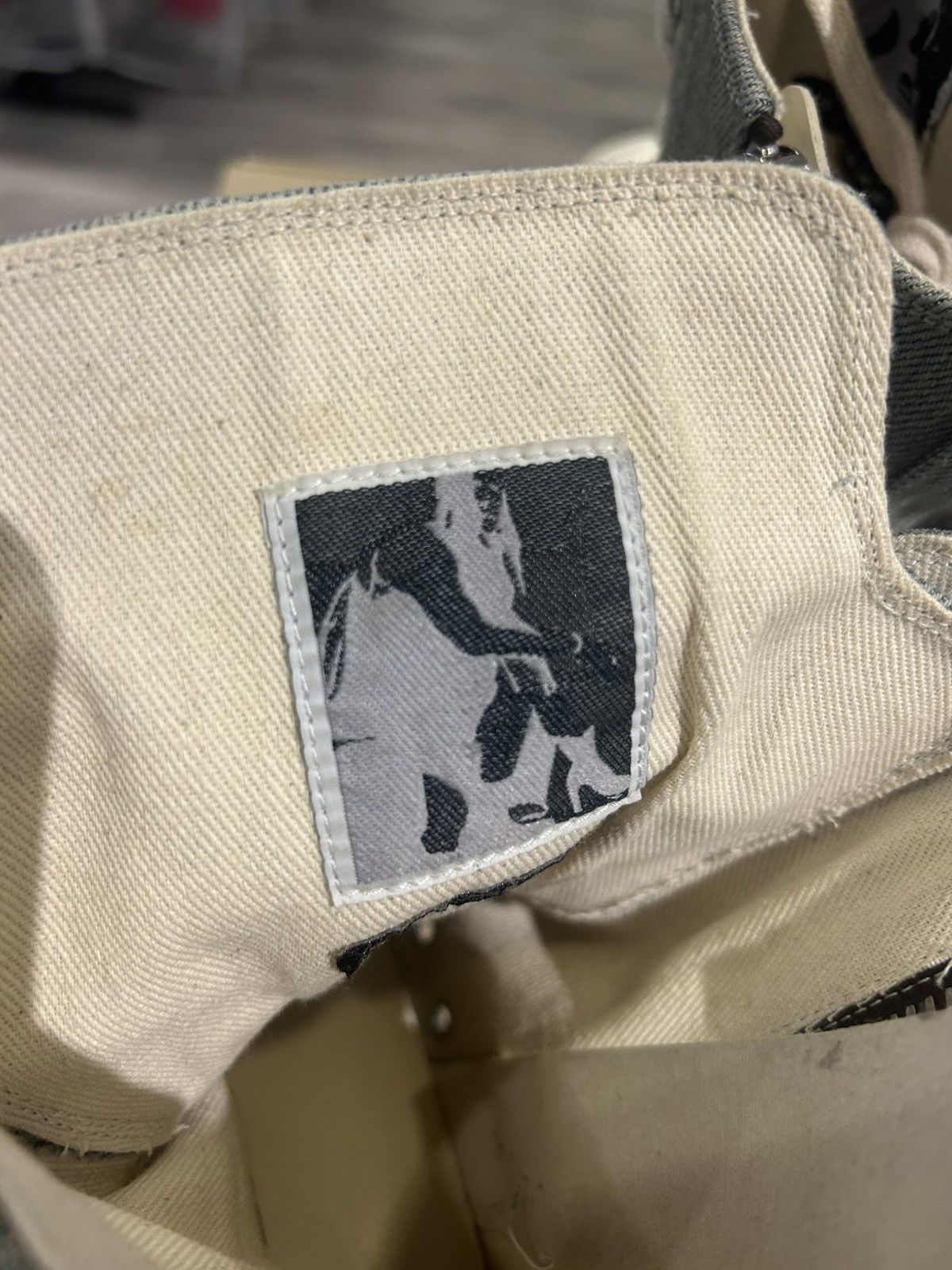 Rick Owens DRKSHDW Distressed Denim High-Top Sneakers