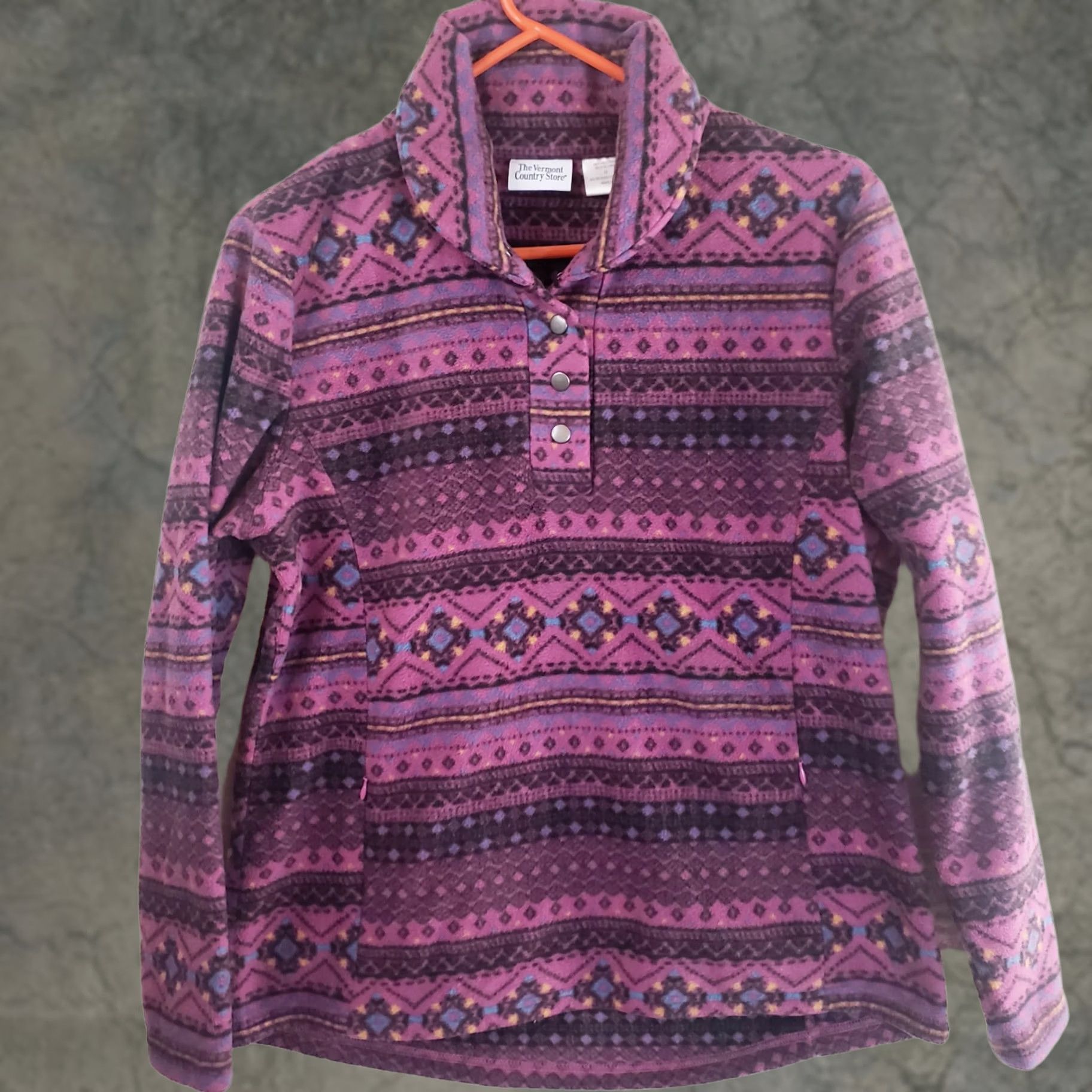 Vintage The Vermont Country Store Women M Purple Nordic 1/4 Snap Fleece Jacket Sweater Size M / US 6-8 / IT 42-44 - 1 Thumbnail