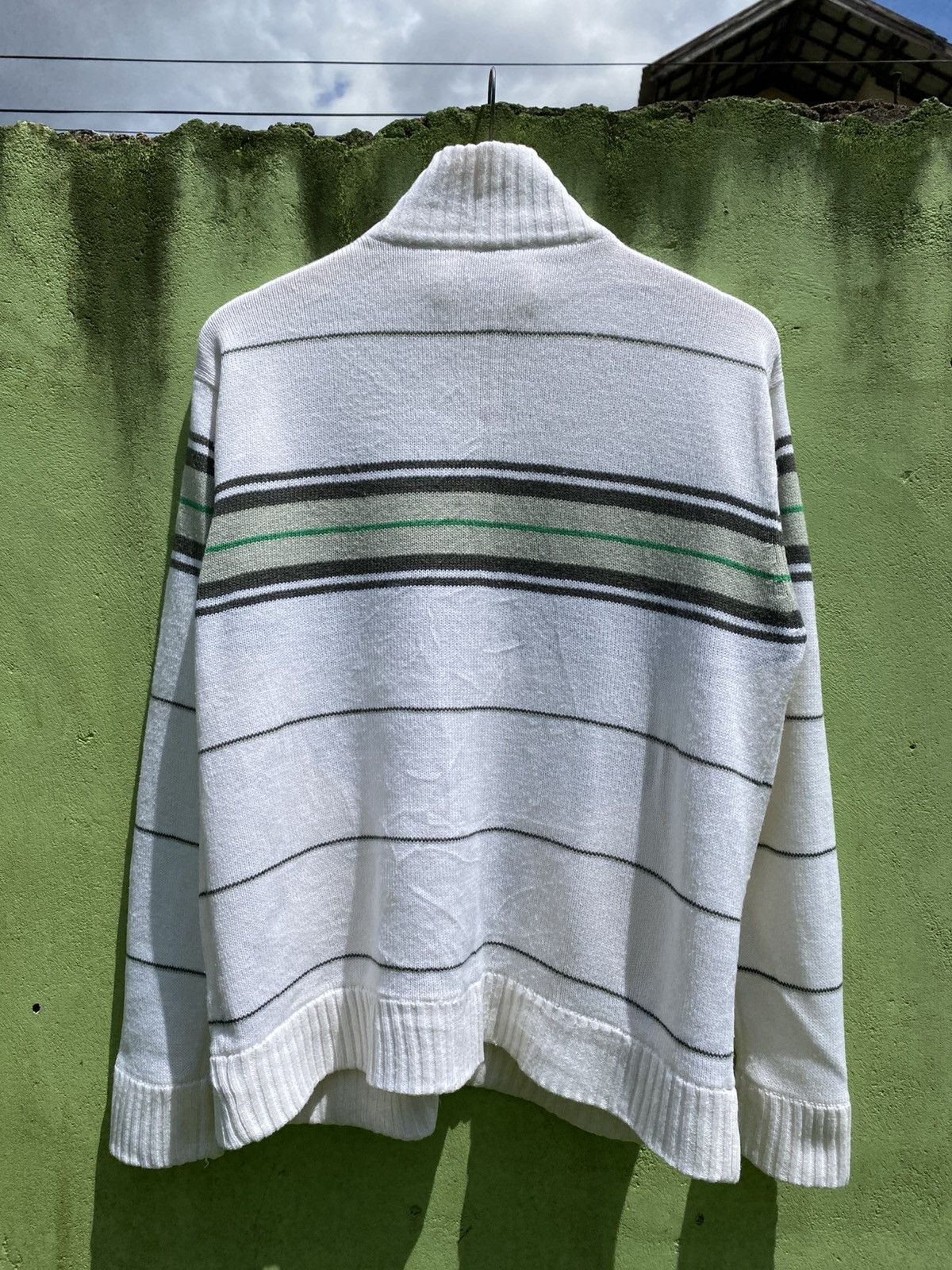 Vans VANS White Zip-Up Knit Sweater Striped Vintage Streetwear Size US L / EU 52-54 / 3 - 2 Thumbnail