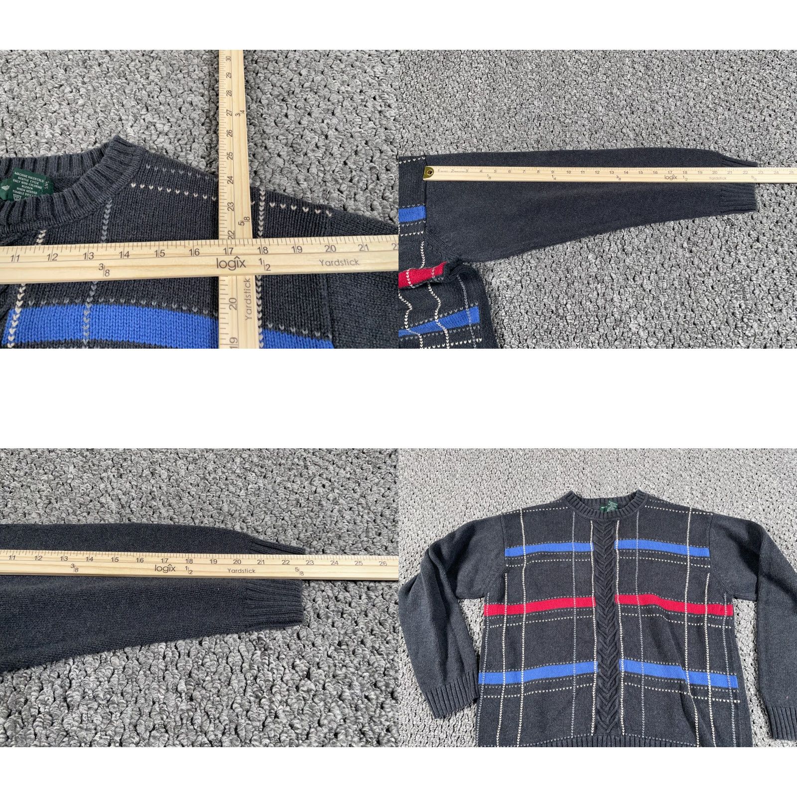 Dockers Retro Dad Style Sweater Adult Large Dark Gray Blue Red Striped Chunky Knit Prep Size US L / EU 52-54 / 3 - 8 Thumbnail