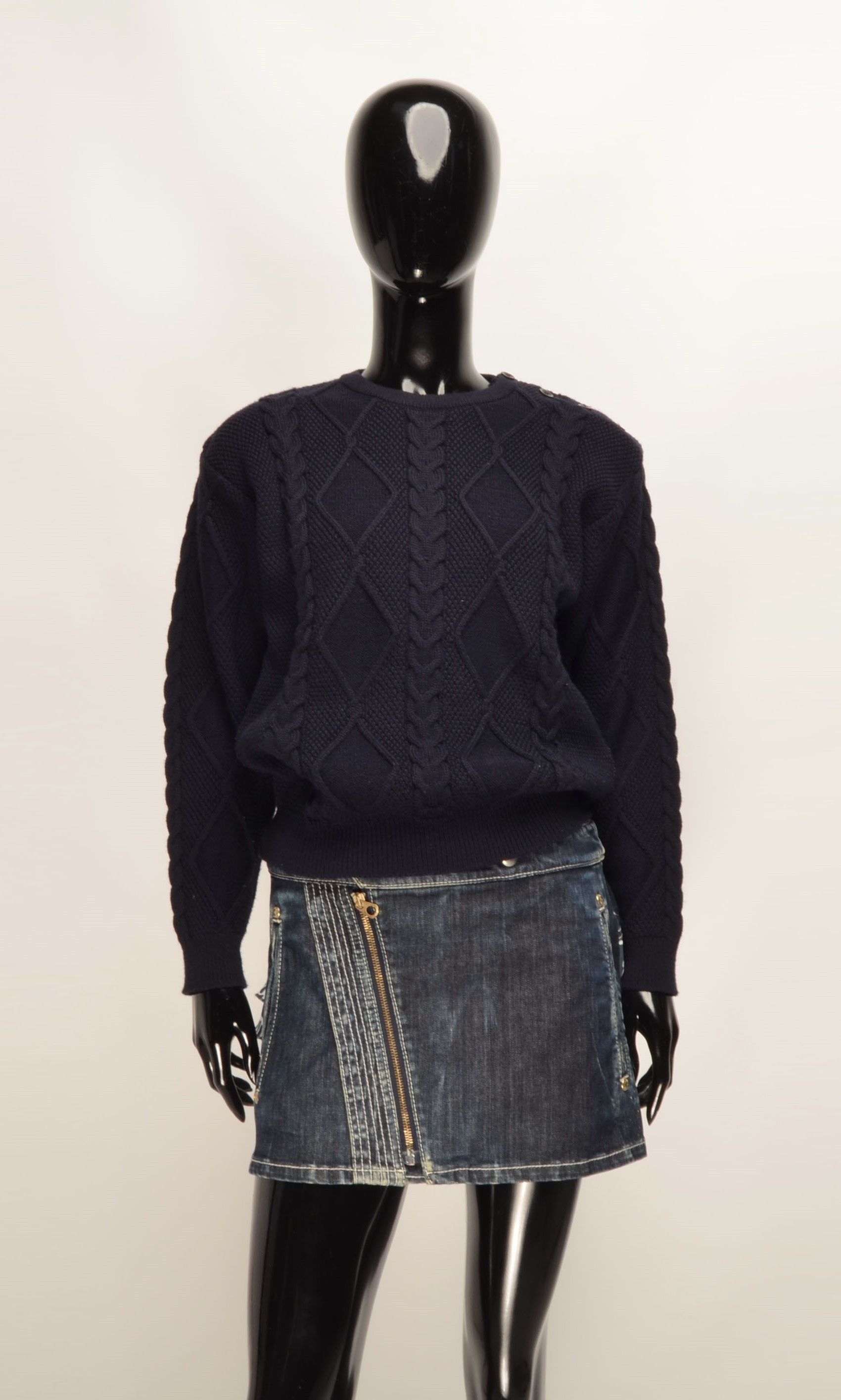 Saint James Vintage Saint James Navy Cable Knit Wool Blend Sweater Size S / US 4 / IT 40 - 1 Thumbnail