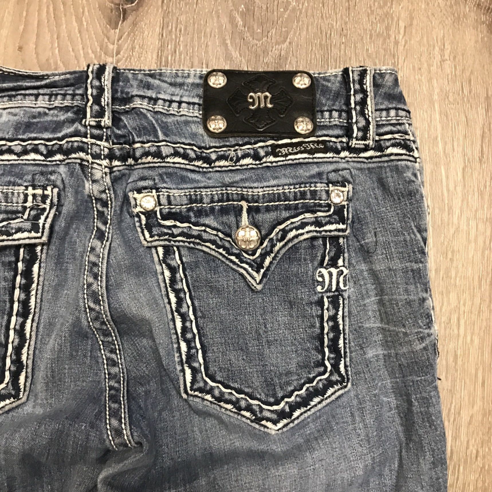 Miss Me Miss Me Jeans Bootcut Womens 30 Blue 100% Cotton Metallic Rise Low JS5014B37 Jeans Size 30" / US 8 / IT 44 - 5 Thumbnail