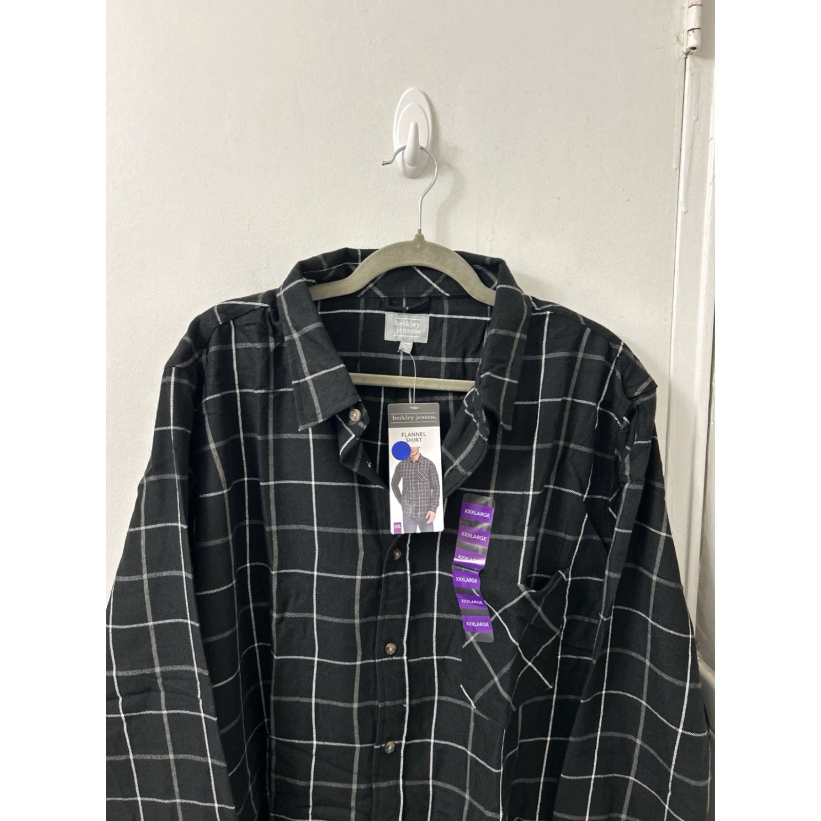 Vintage Berkley Jensen Flannel Shirt Mens 3XL Black Windowpane Plaid Button Down L/S NWT Size US XXL / EU 58 / 5 - 2 Thumbnail