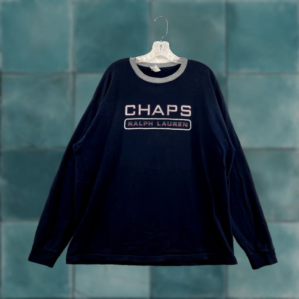 Chaps VINTAGE 90s Y2K Ralph Lauren Chaps T-Shirt 2XL Navy Logo Spellout Grunge Mens Shirt Graphic Tee Size US XXL / EU 58 / 5 - 1 Thumbnail