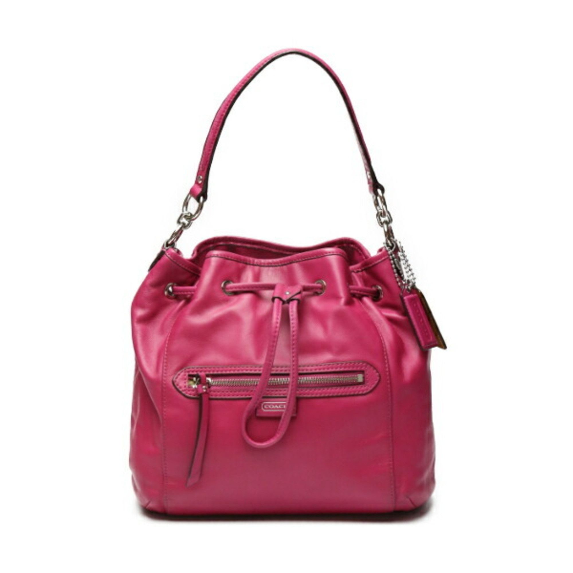 image of Coach Drawstring Calf 2Way F25661 Coach Pink Shoulder Bag, Women's