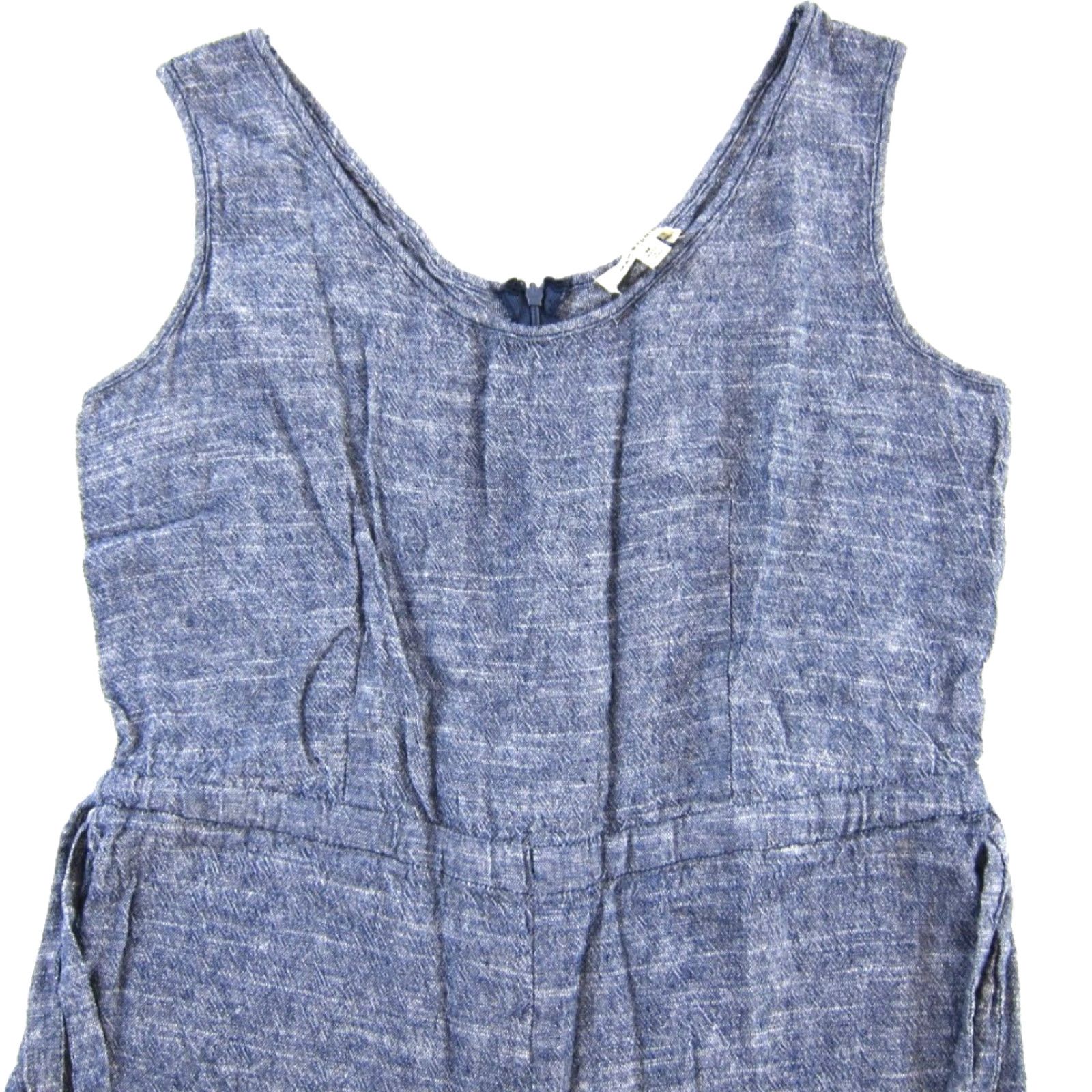 Vintage Max Studio Jumpsuit Women Medium Blue Linen Rayon Wide-Leg Cropped Sleeveless Size 32" / US 10 / IT 46 - 4 Thumbnail