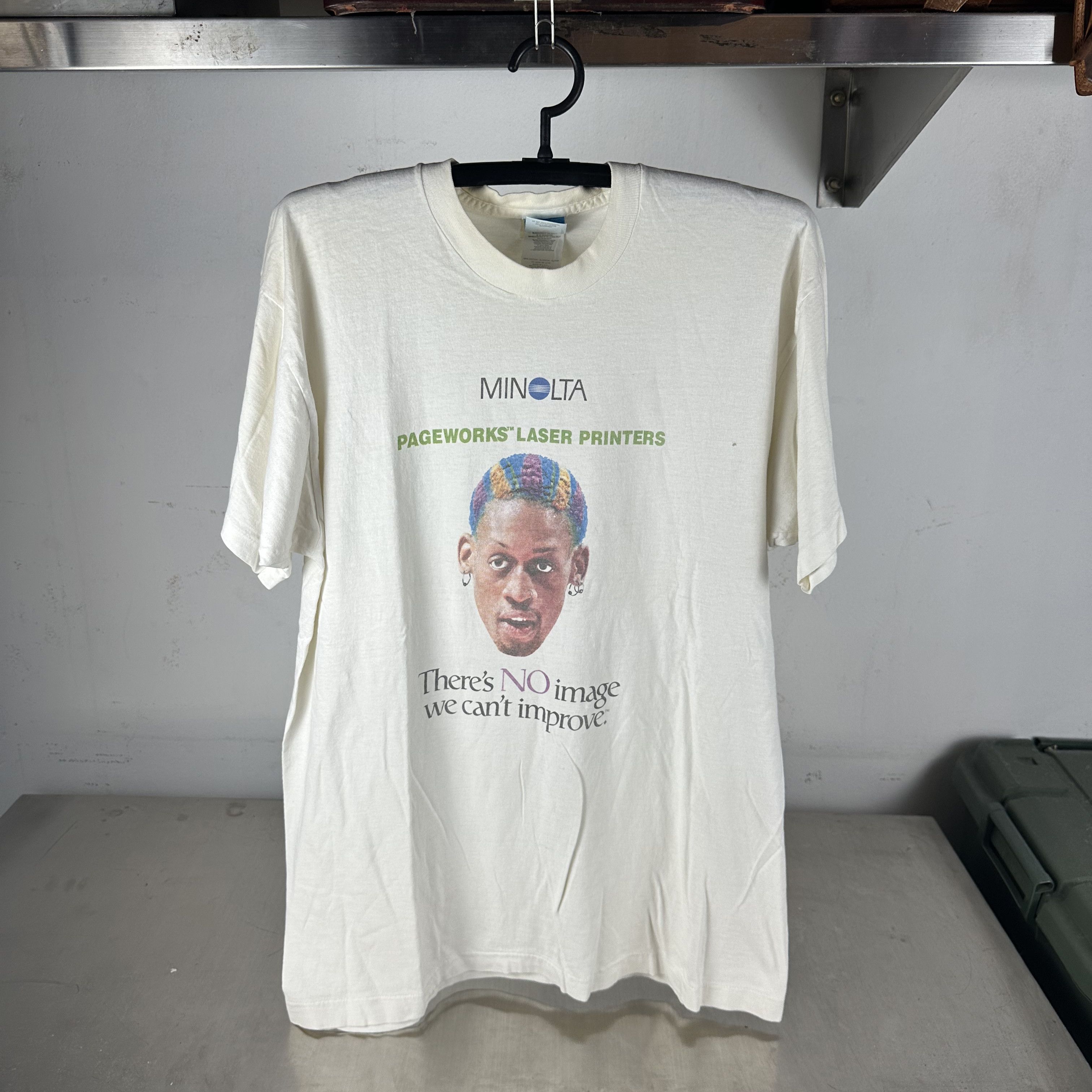 Vintage 90s Dennis Rodman Minolta Printer Rodman's Rules T-shirt Size US XL / EU 56 / 4 - 1 Thumbnail
