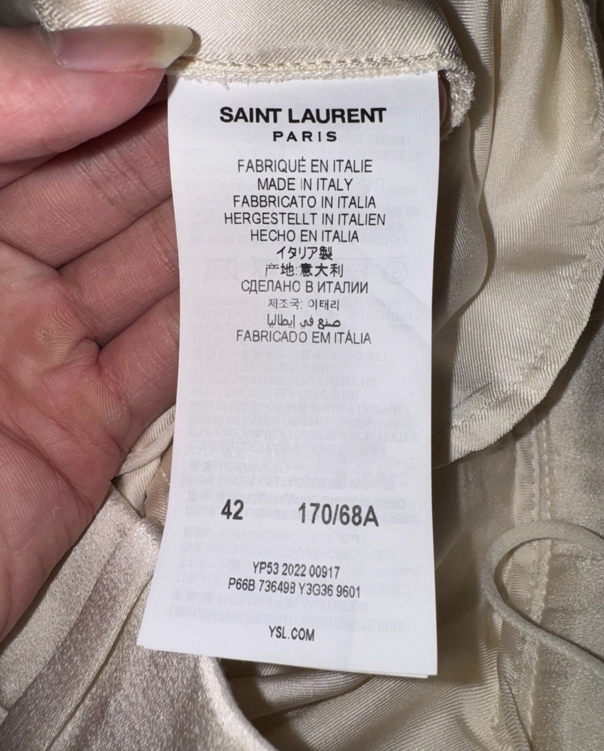 Saint Laurent Paris SLP 23SS Satin Off-White Straight Flared Tailored Pants Size US 32 / EU 48 - 7 Thumbnail