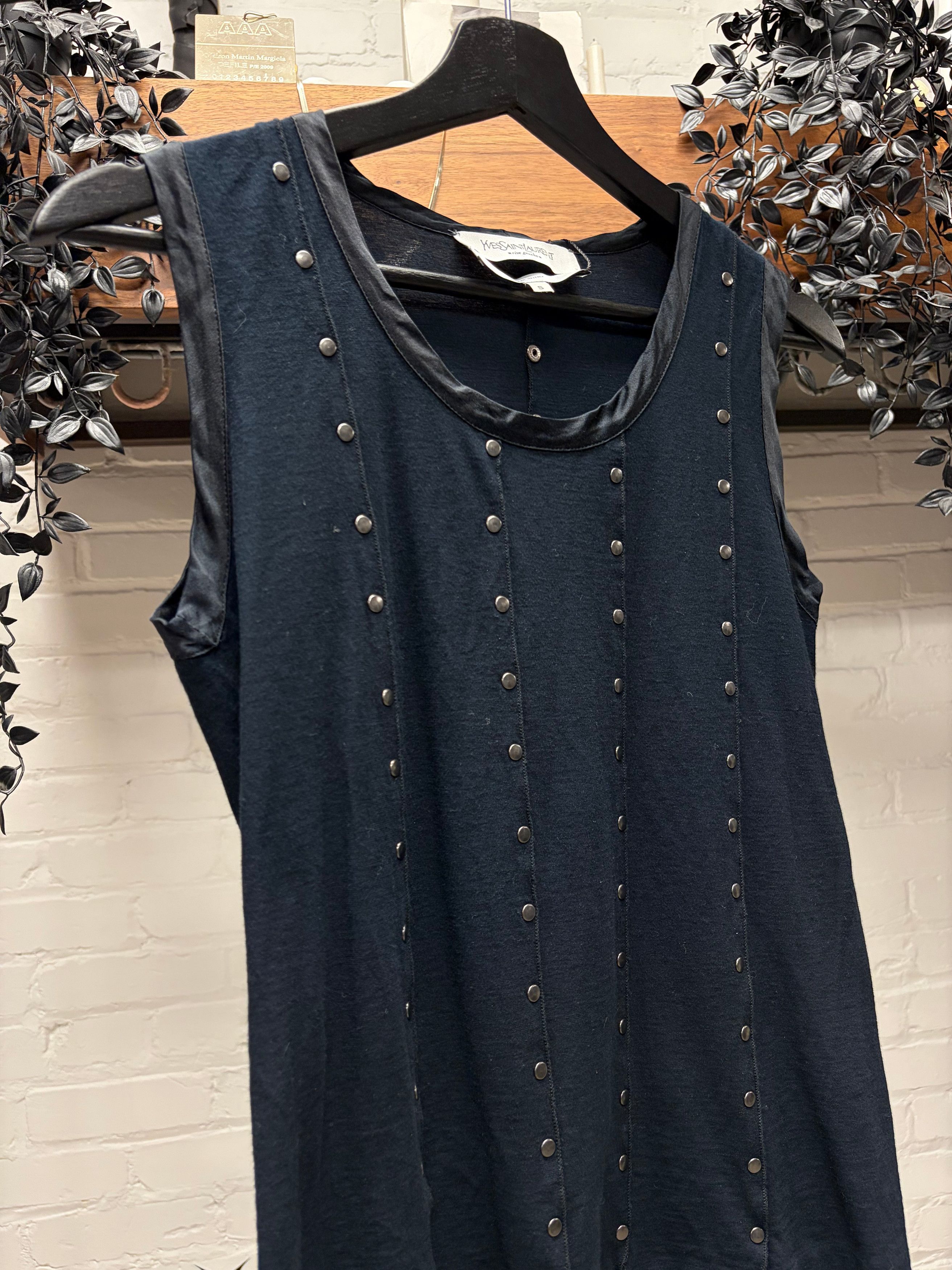 Saint Laurent Paris Vintage Yves Saint Laurent ‘Rive Gauche’ Studded Black Sleeveless Top Size S / US 4 / IT 40 - 3 Thumbnail