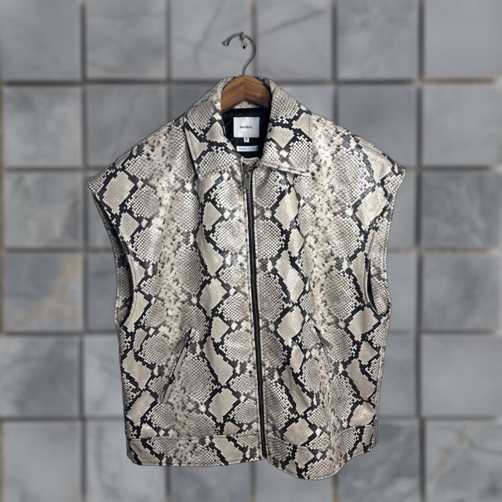 Vintage Halfboy Snake Print Leather Biker Vest Full Zip Mens Size Small 4504 Size US S / EU 44-46 / 1 - 1 Thumbnail