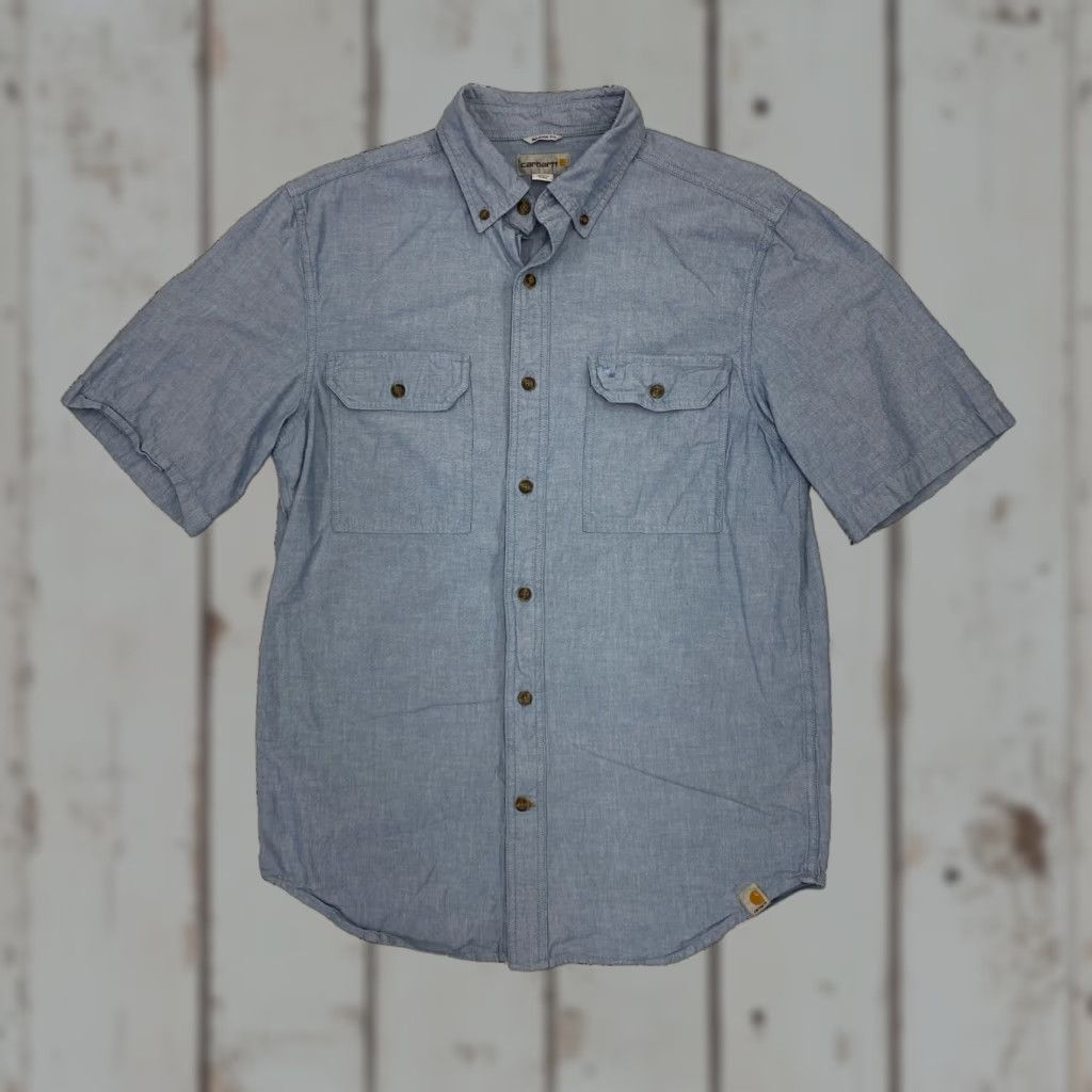 Carhartt VINTAGE Carhartt Button-Up Shirt Men’s Medium Blue Cotton Short Sleeve Shirt Size US M / EU 48-50 / 2 - 1 Thumbnail