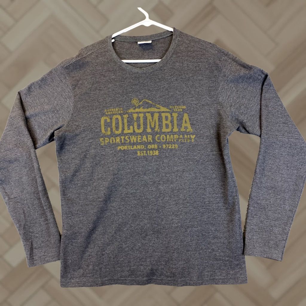 Vintage Columbia Pullover Sweater Men M Long Sleeve Gray Knit Logo Casual, Travel - Regular Fit, Cotton, Solid, Crew Neck, Machine Washable, 33-43 Size US M / EU 48-50 / 2 - 1 Thumbnail
