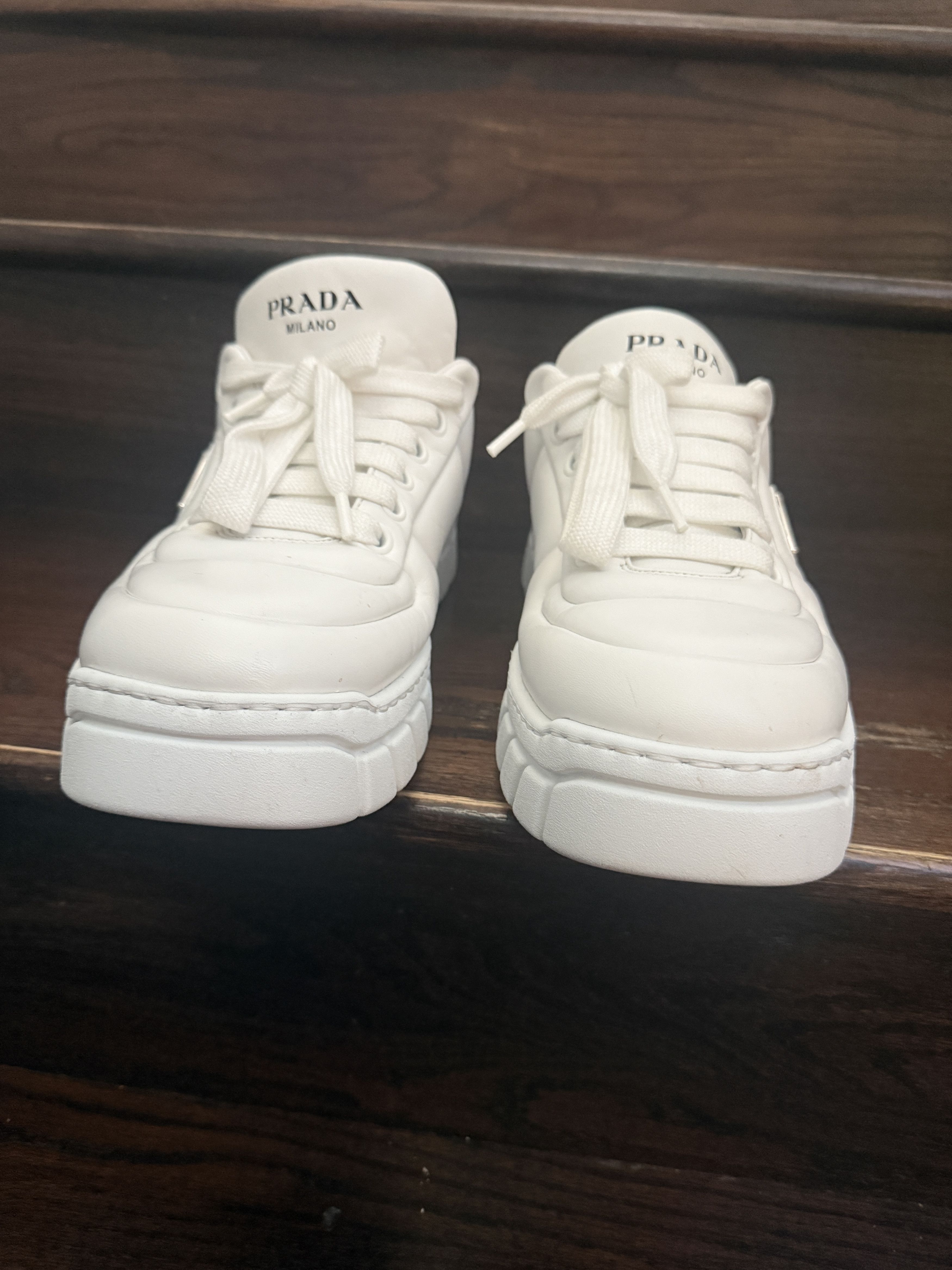 Prada Padded Nappa Leather Sneakers White Size 12 UK/13 US Size US 13 / EU 46 - 5 Thumbnail