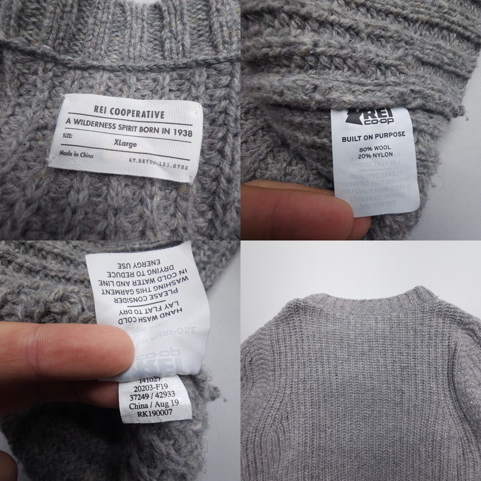 Vintage REI Co-op Wallace Lake Wool Chunky Knit Sweater Mens XL Gray Fisherman Outdoor Size US XL / EU 56 / 4 - 8 Thumbnail