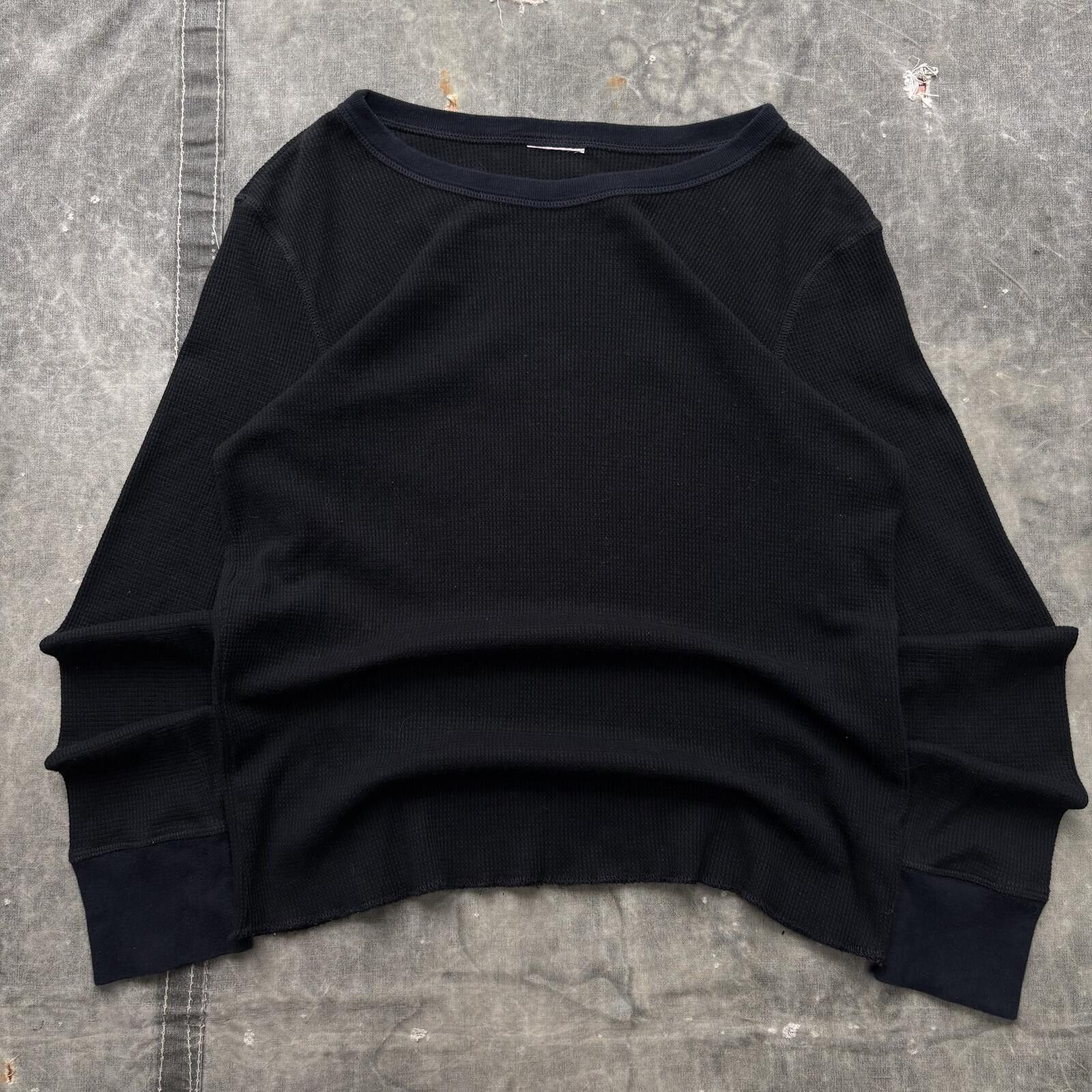 Vintage Vintage Y2K Black Grunge Skater Thermal Waffle Knit Shirt Size L / US 10 / IT 46 - 1 Thumbnail