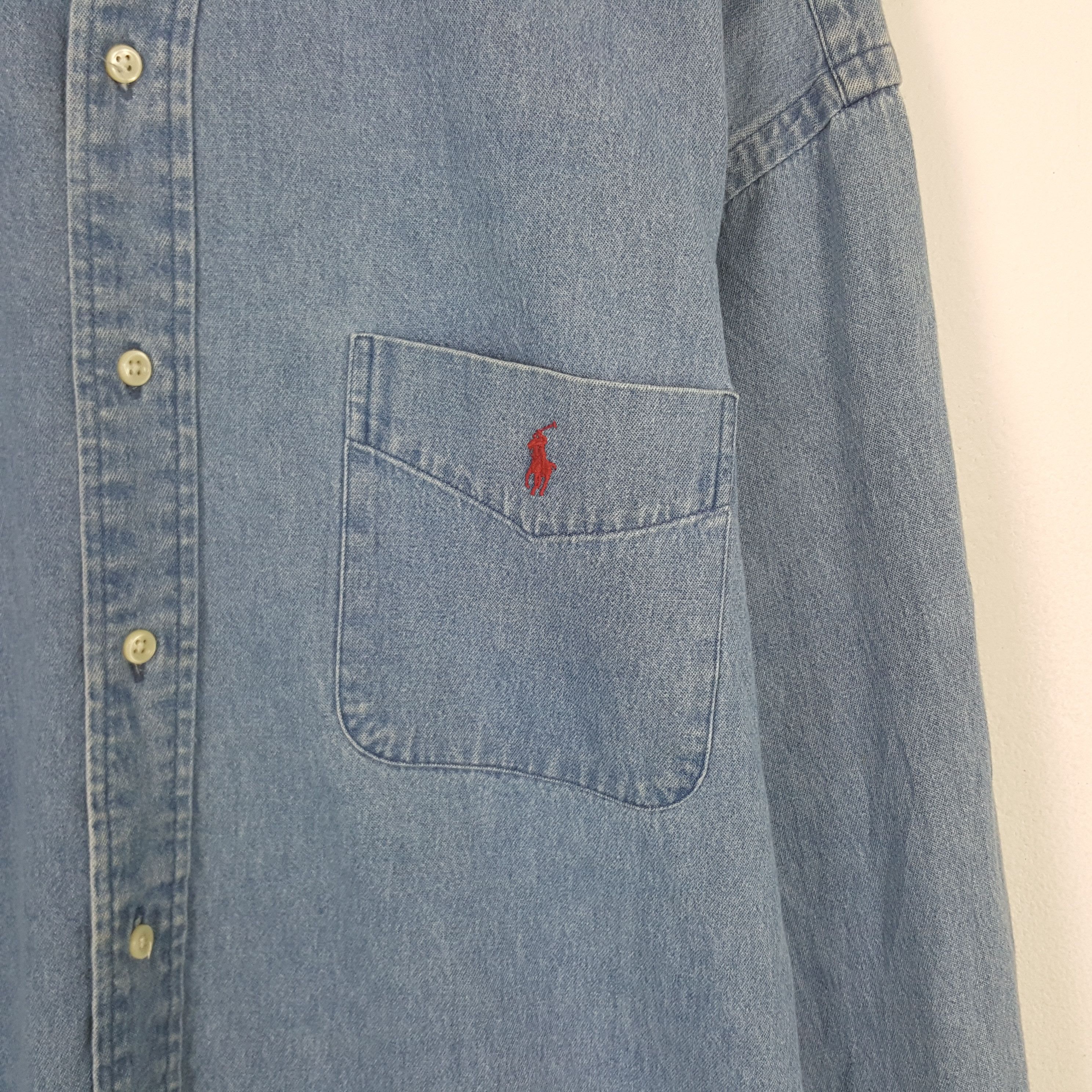 Polo Ralph Lauren Vintage Polo Ralph Lauren Denim Button Up Shirt Size US L / EU 52-54 / 3 - 2 Thumbnail