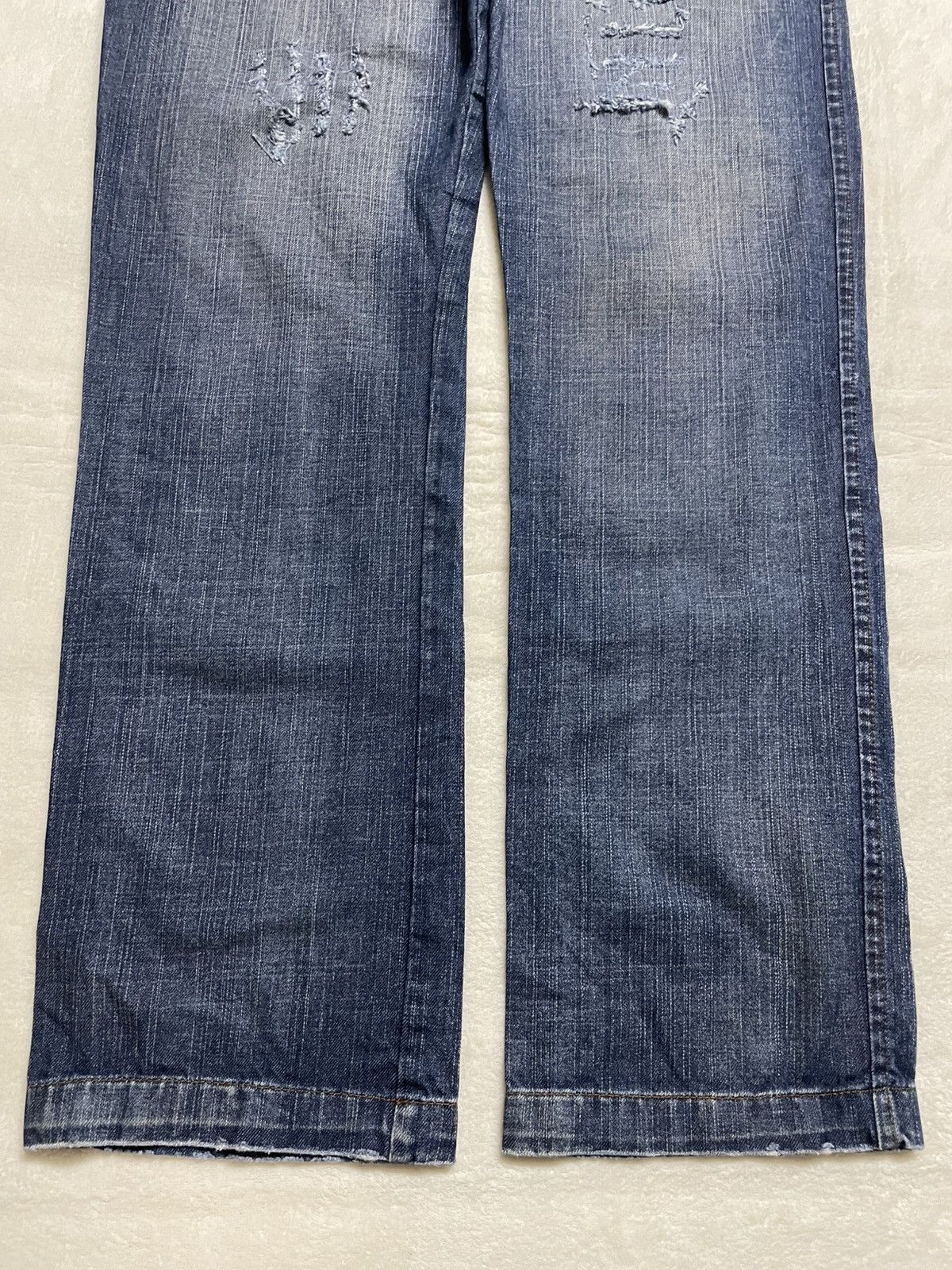 Japanese Brand Vintage AT Jeans Distress Faded Denim Jeans Size US 33 - 3 Thumbnail