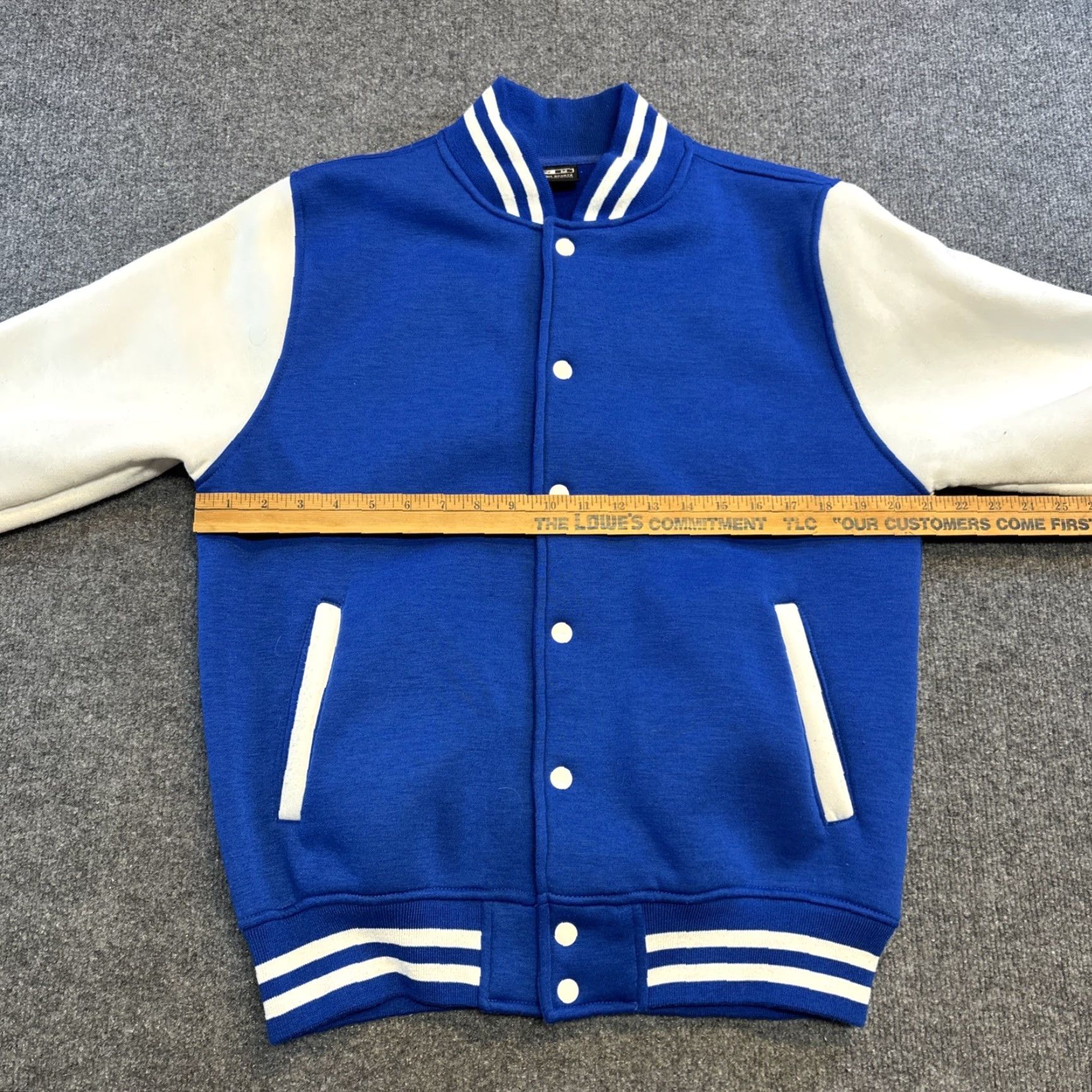 Vintage Vision Sports Letterman Jacket Blank Blue White Adult Medium Snap Button Mens Varsity Jacket Sports Size US M / EU 48-50 / 2 - 3 Thumbnail