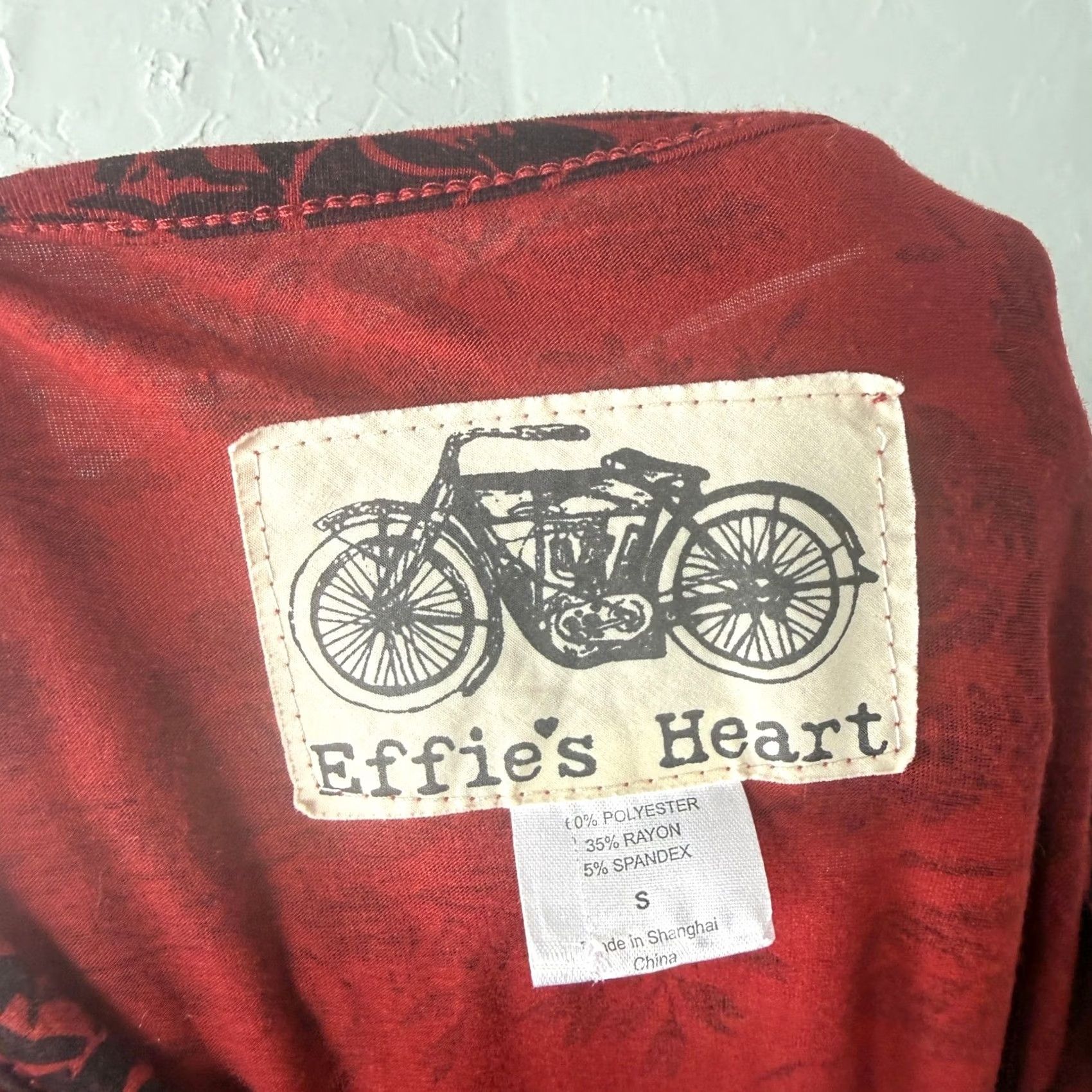Vintage Effie'S Heart Dress Womens S Red Women Pockets Floral long sleeve tie Polyester Rayon S30 Size S / US 4 / IT 40 - 7 Thumbnail