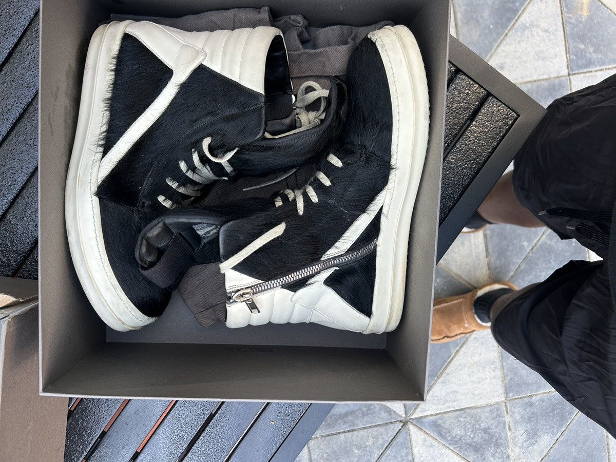 Rick Owens RICK OWENS GEOBASKET Black Fur Sneakers Size US 12 / EU 45 - 3 Thumbnail