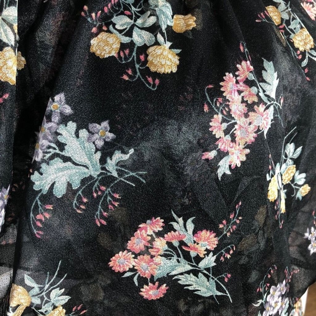 Vintage 80s Full Swing Boho Dress Back Zipper Floral Cottage Black M Size L / US 10 / IT 46 - 10 Thumbnail