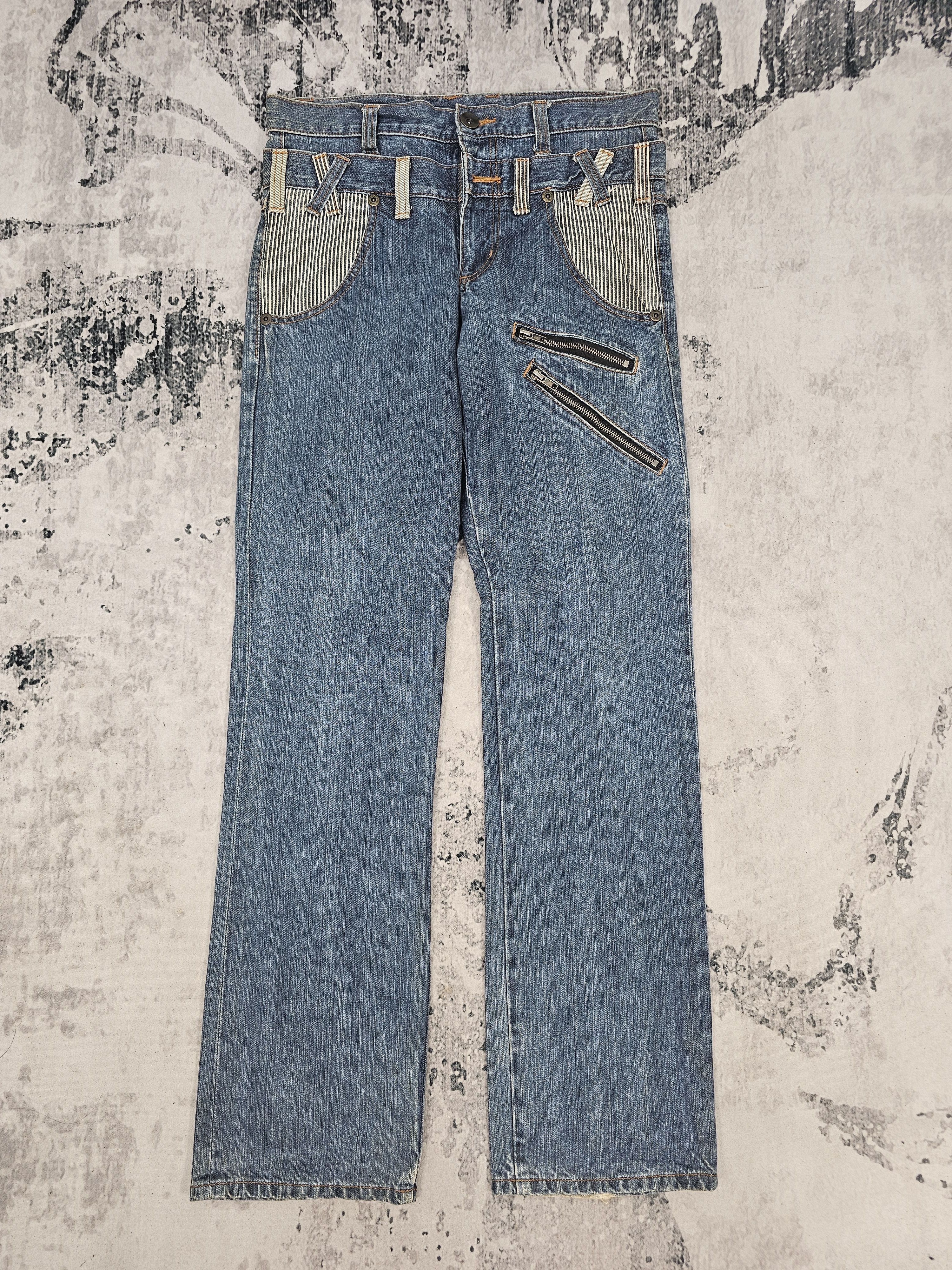Japanese Brand JAPANESE BRAND Double Waist Punk Design Hickory Jeans JB0248 Size US 32 / EU 48 - 1 Thumbnail