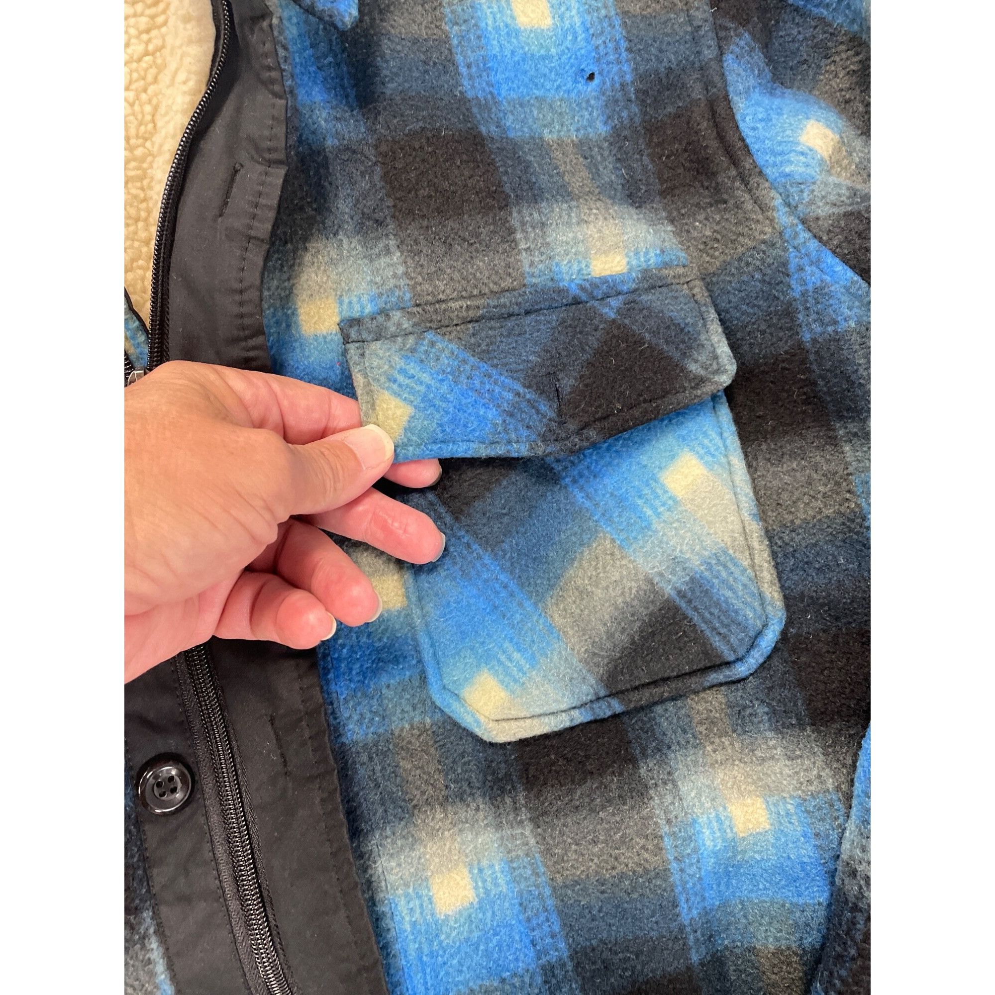 Other Maxxsel Mens Sherpa-Lined Buffalo Plaid Jacket Blue/Black XL Size US XL / EU 56 / 4 - 8 Thumbnail
