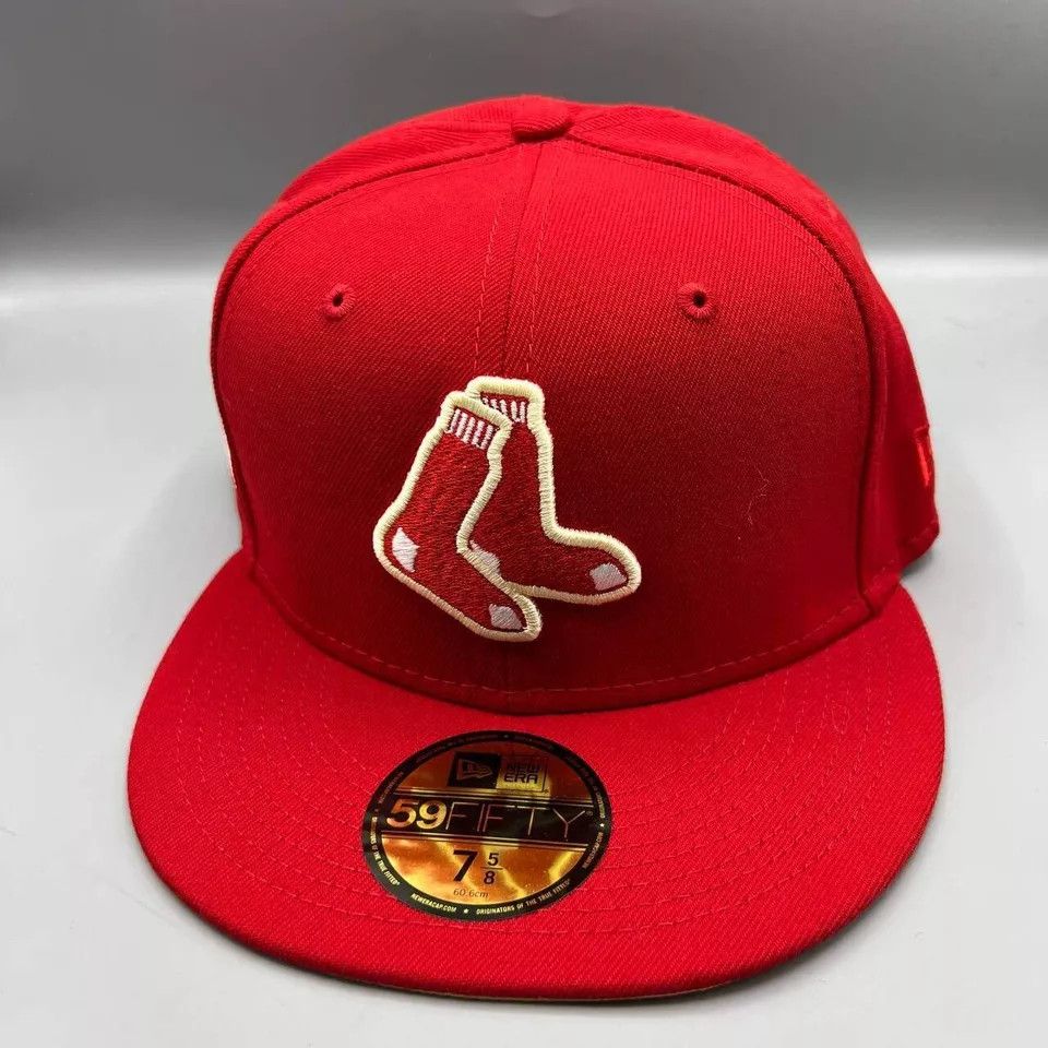 New Era Boston Red Sox Hat Men 7 5/8 59Fifty New Era MLB Fitted Cap Size ONE SIZE - 3 Thumbnail