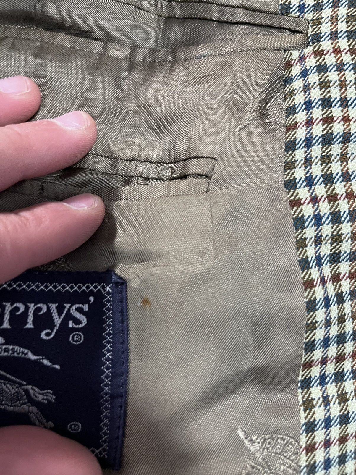 Burberry Prorsum Vtg Burberrys Blazer Jacket 54 US44 Wool Silk Check Germany Size 44R - 14 Thumbnail