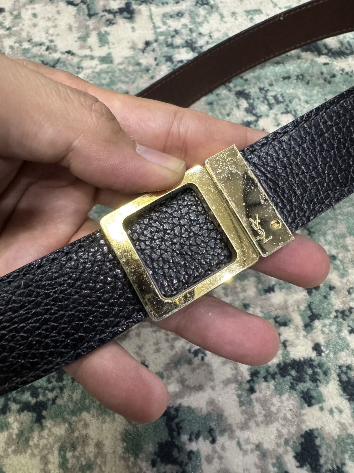 Yves Saint Laurent VINTAGE YSL DOUBLE SIDED LEATHER BELT SUITED 31”-33” Size 32 - 2 Thumbnail