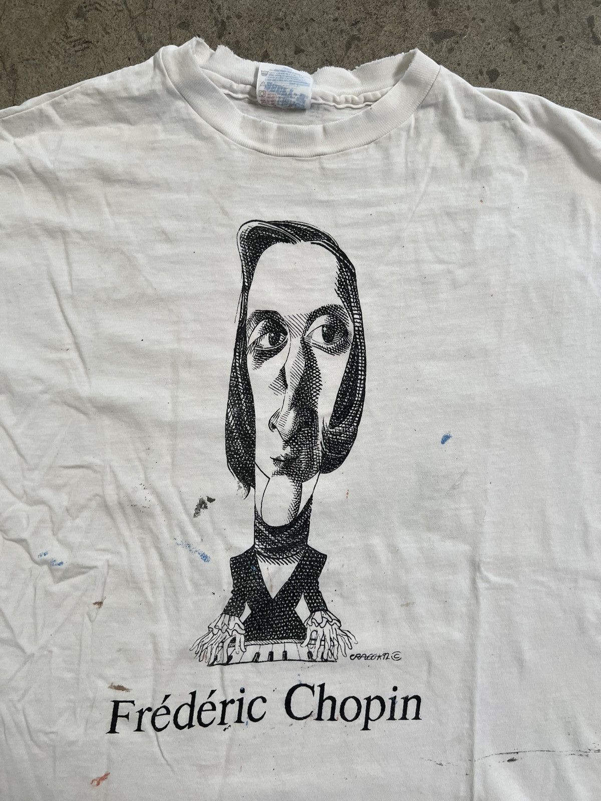 Vintage Vintage Frederic Chopin paint splatter art t shirt rare Size US L / EU 52-54 / 3 - 3 Thumbnail