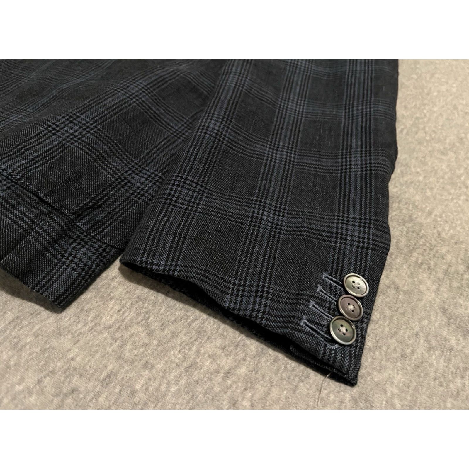 Hugo Boss HUGO BOSS Blazer Plaid Jacket Cotton Linen Blue 40R Regular Men Size 40R - 7 Thumbnail
