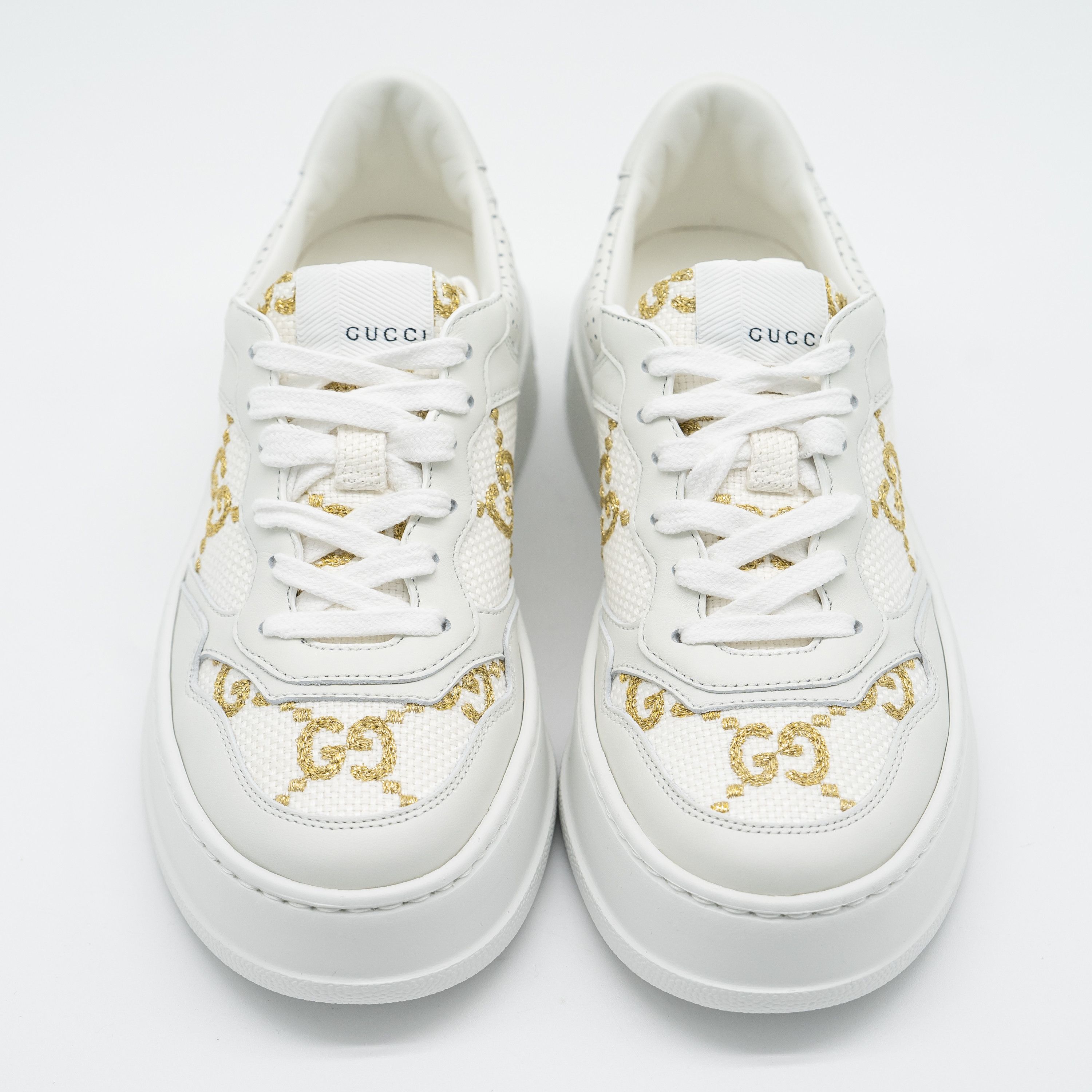 Gucci 6us Gucci GG White Gold Leather Sneakers Chunky Size US 6 / IT 36 - 3 Thumbnail