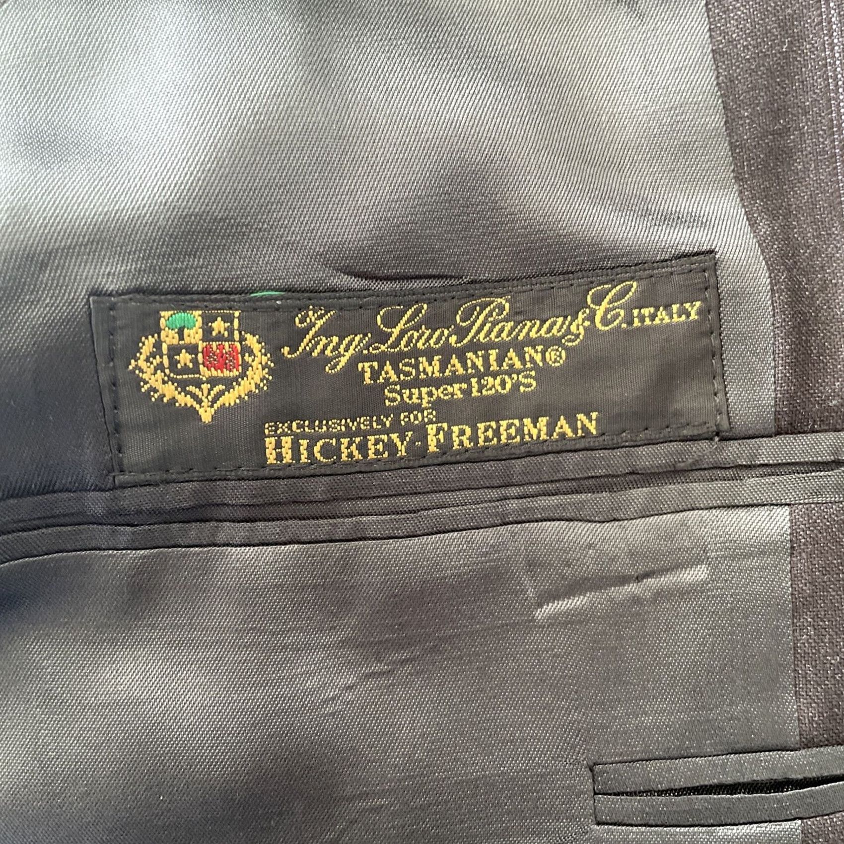 Loro Piana Hickey Freeman Loro Piana Super 120s Sport Jacket Coat Mens 44R Pinstripe Blazer Single-Breasted 2-Button Notch Wool Gray Navy? Size 44R - 4 Thumbnail