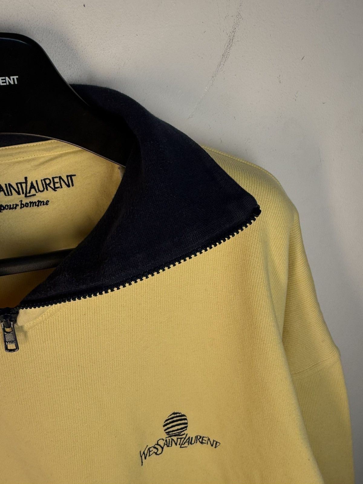 90s Yellow YSL Sweatshirt 1/4 Quarter Zip Vintage Old Money