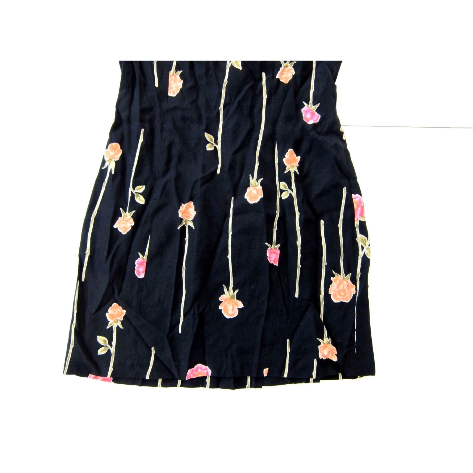 Vintage VINTAGE Just Choon Dress 100% Rayon Black Pink Rose Floral Short Sleeve S-M Women's Maxi Dress Size 28" / US 6 / IT 42 - 8 Thumbnail