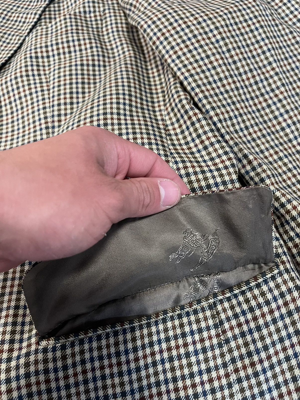 Burberry Prorsum Vtg Burberrys Blazer Jacket 54 US44 Wool Silk Check Germany Size 44R - 5 Thumbnail