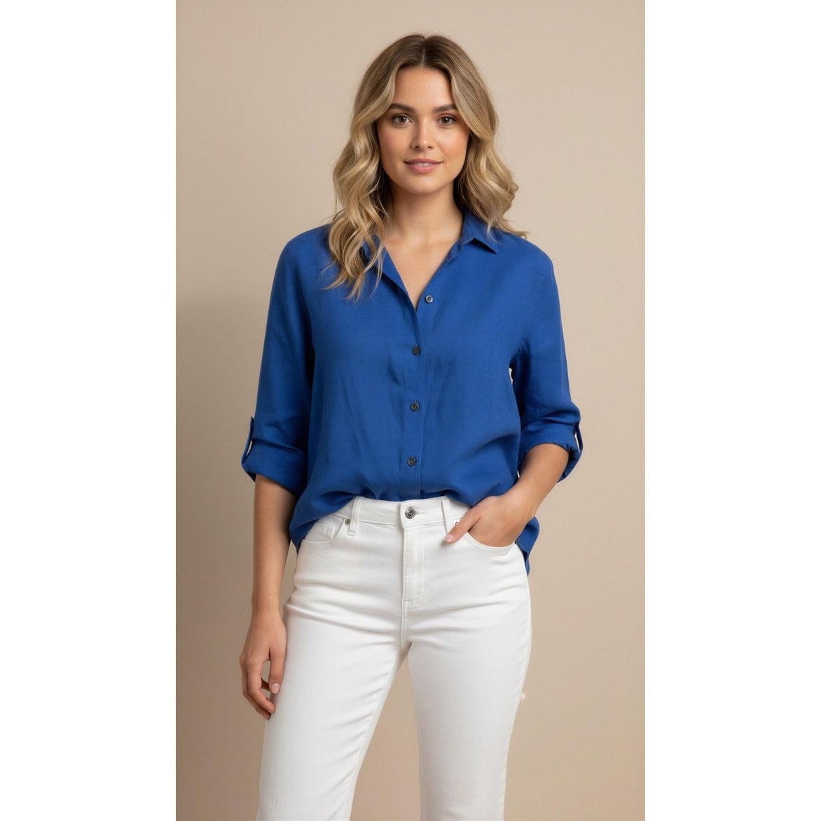 Chicos Chico's Tunic Shirt Womens Size 0/4 Blue Button-Up Collared Size S / US 4 / IT 40 - 1 Thumbnail