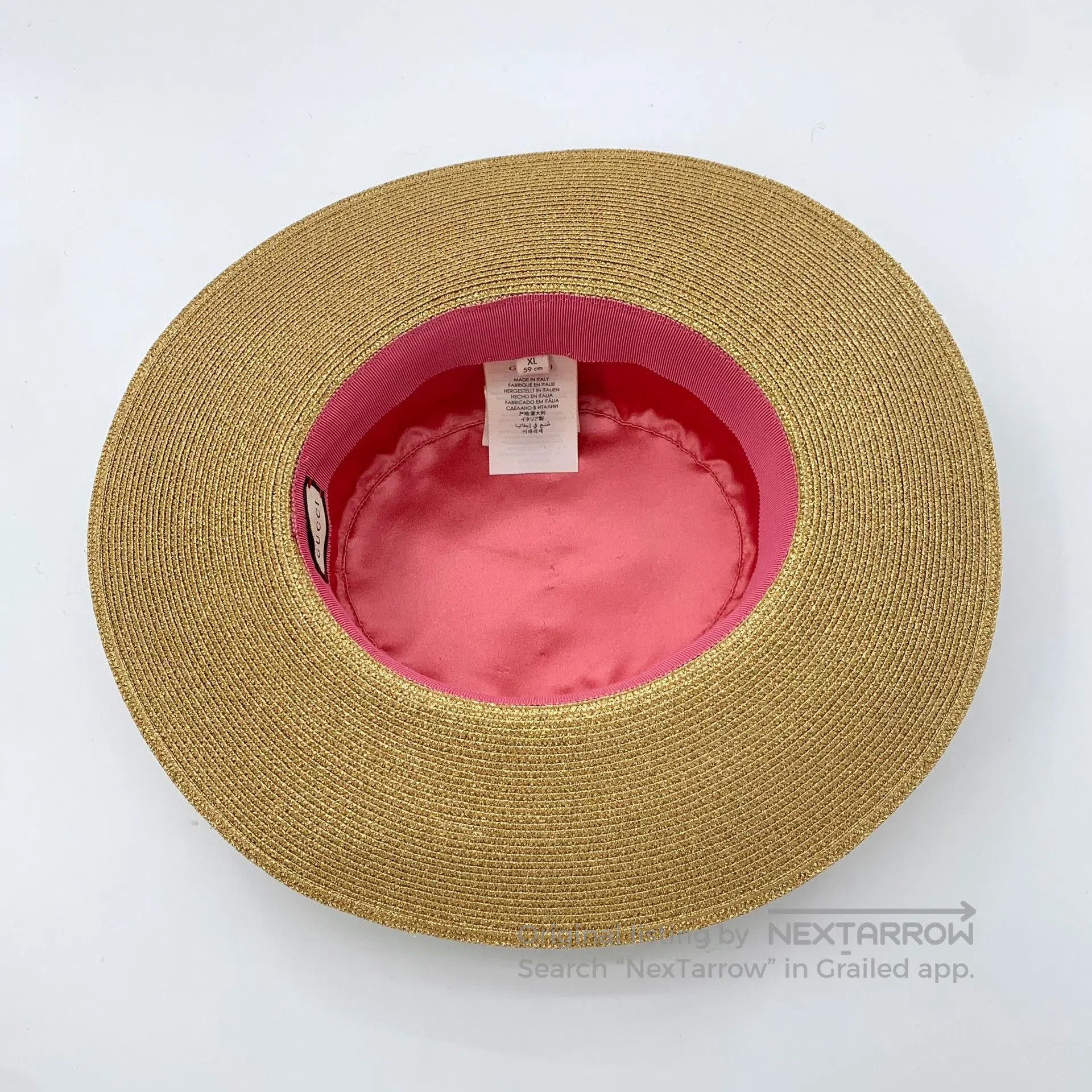 Gucci Gucci Gold Bee Woven Bucket Hat. Size ONE SIZE - 6 Thumbnail