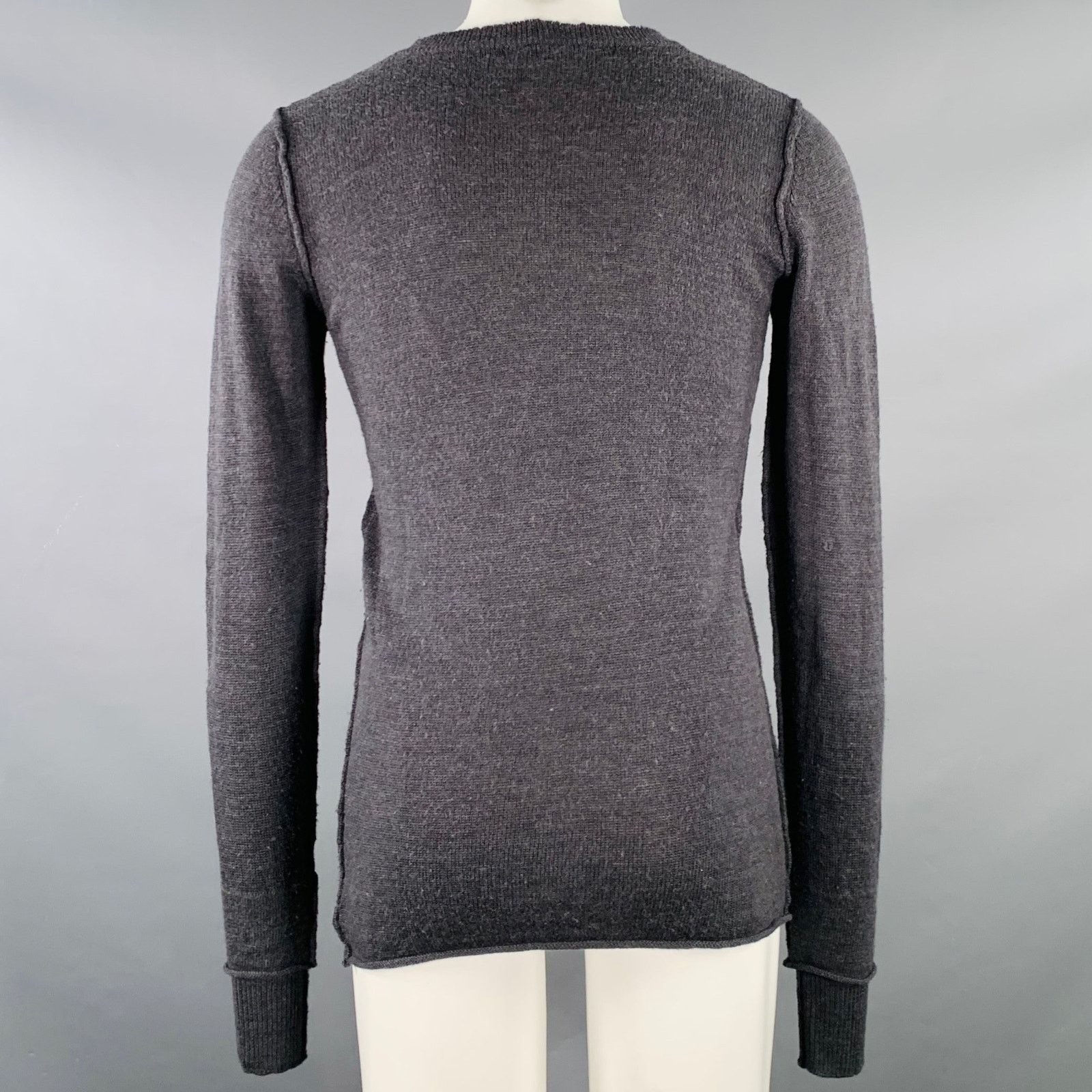 Nice Collective S Grey Charcoal Knit Merino Wool V-Neck Sweater Size US S / EU 44-46 / 1 - 4 Thumbnail