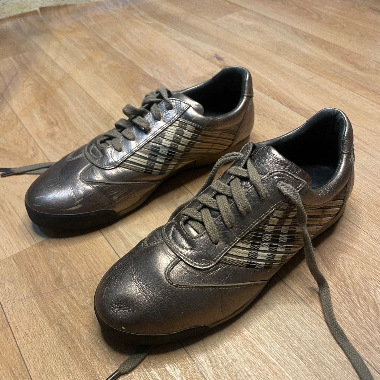 Burberry BURBERRY SHOES SNEAKERS WOMENS Nova check GOLD Leather Size US 9 / IT 39 - 2 Thumbnail