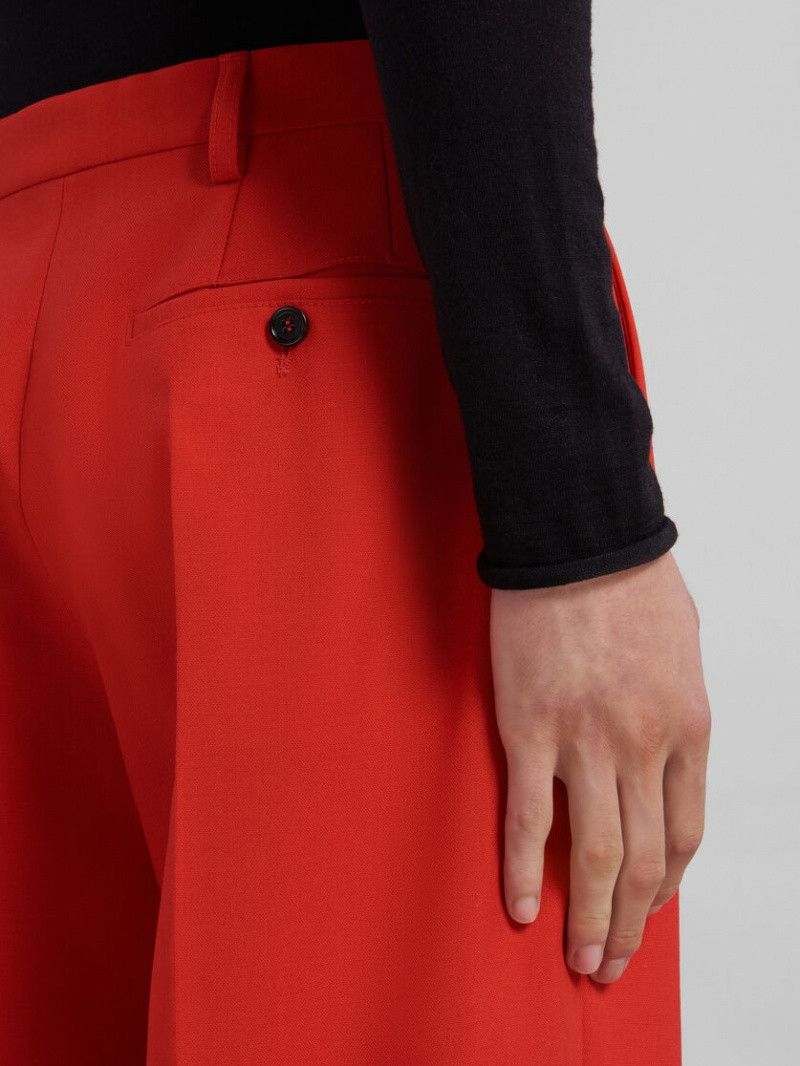 Marni o1w1db11124 Tropical Wool Tailored Trouser in Red Size US 30 / EU 46 - 4 Thumbnail