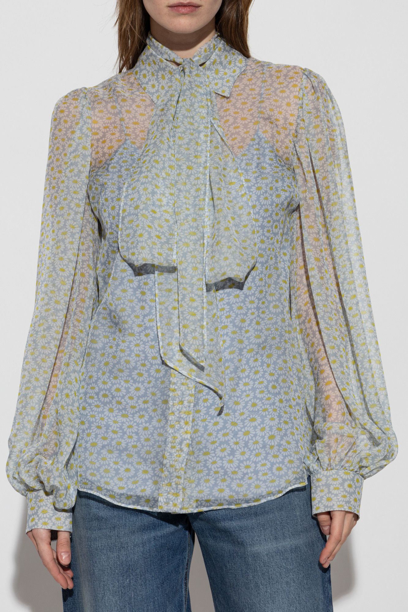 Gucci o1B3y1r0526 Printed Silk Chiffon Shirt in Multicolor Size L / US 10 / IT 46 - 3 Thumbnail