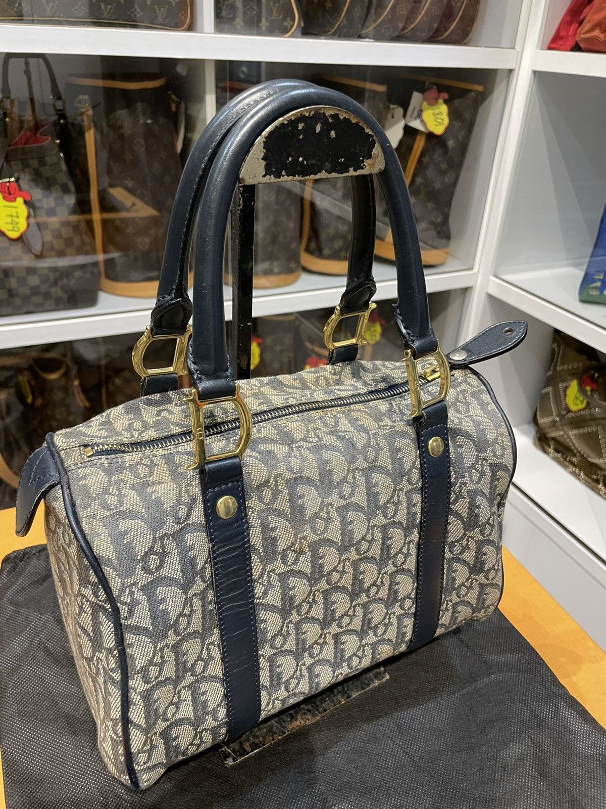 Dior AUTHENTIC CRISTIAN DIOR CANVAS BOSTON 25 HANDBAG VINTAGE Size ONE SIZE - 3 Thumbnail