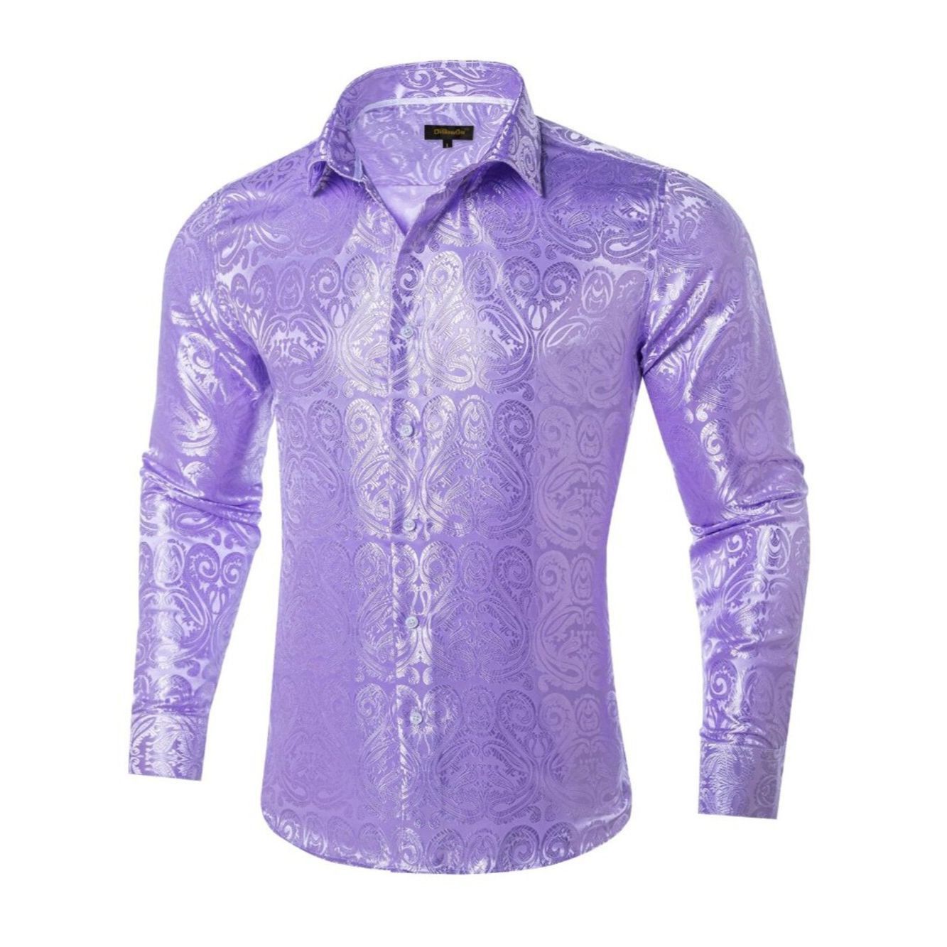 Other NWT New DiBanGu Silk Blend Paisley Long Sleeve Lavender Shi Size US L / EU 52-54 / 3 - 2 Thumbnail