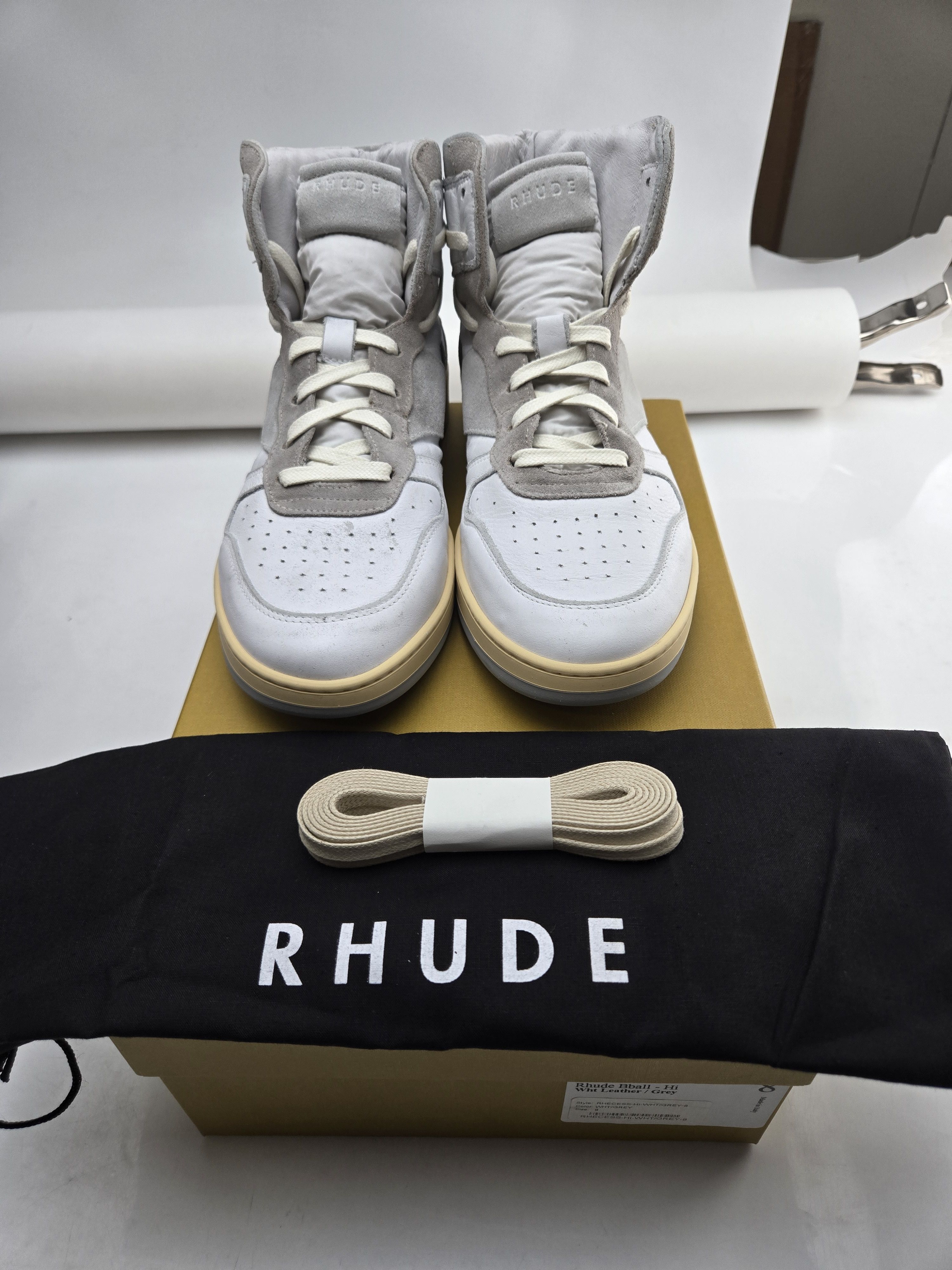 Rhude Rhude Rhecess Hi White Leather Grey Size US 8 / EU 41 - 3 Thumbnail