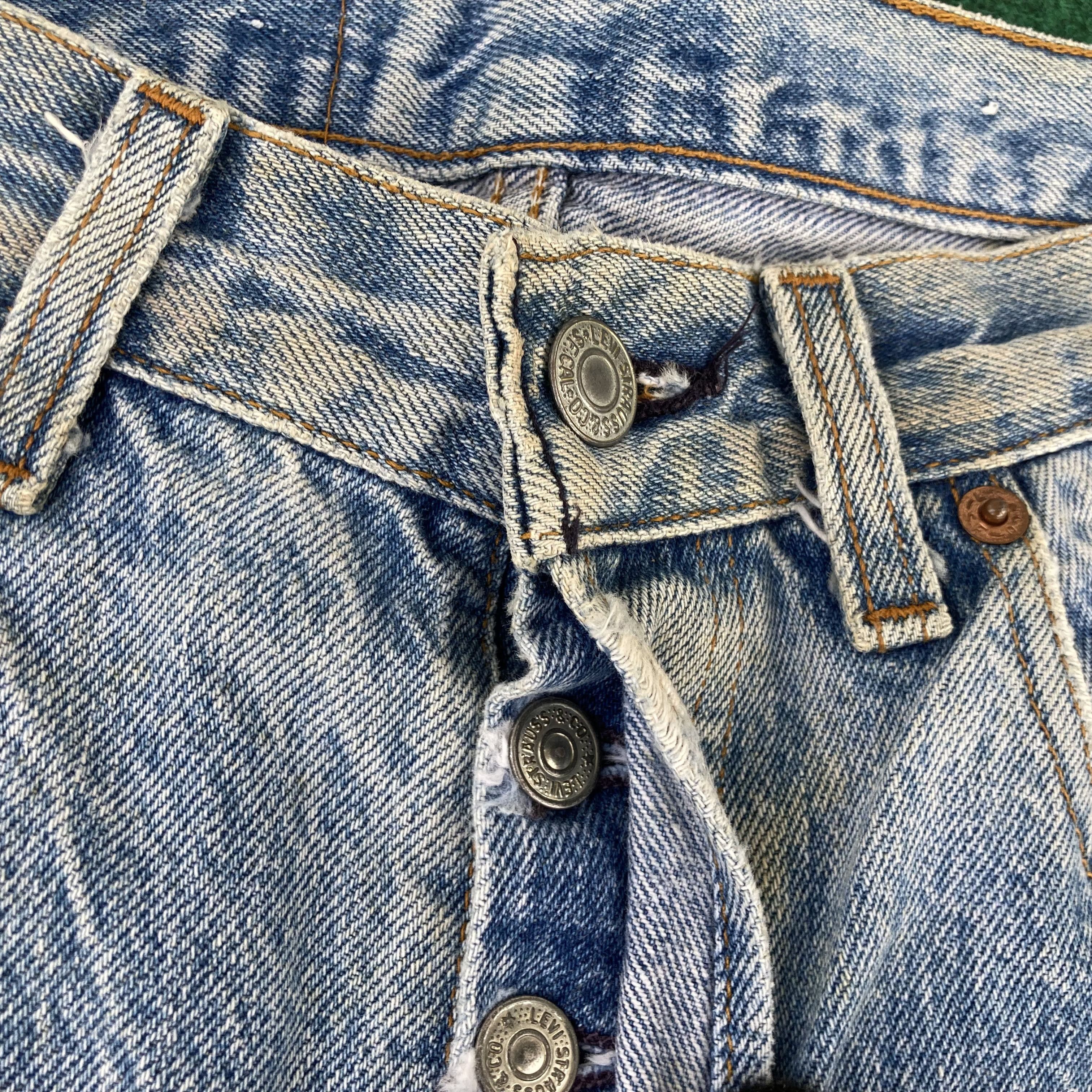 Levi's × Vintage 29x30.5 Vtg Levis 501 Distressed Destroy Ripped Grunge Jeans Size US 29 - 4 Thumbnail