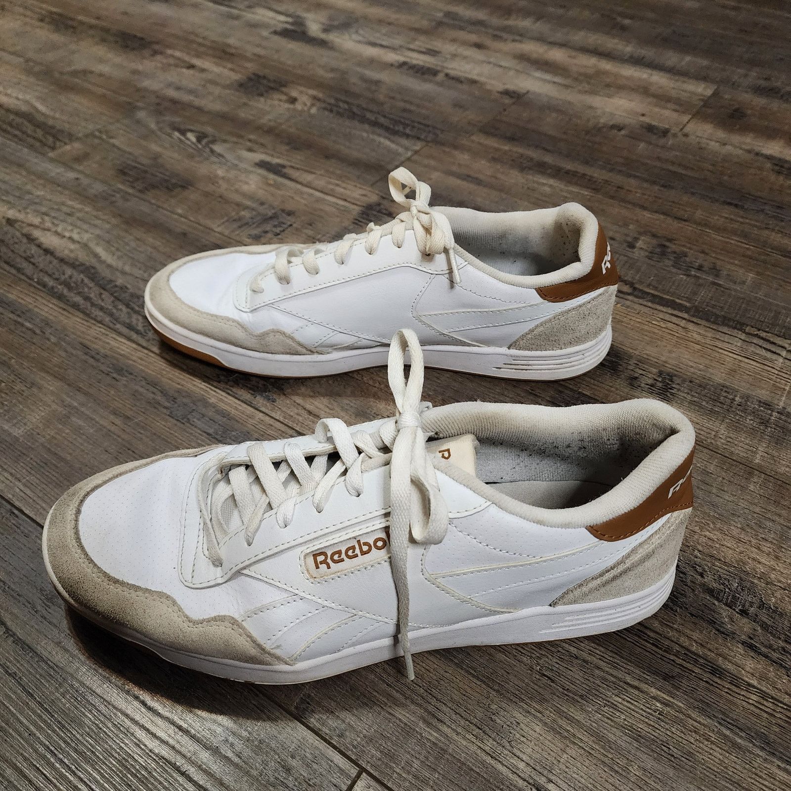 Reebok Preowned Wht & brown Reebok sneakers shoes mens sz 10.5 SH2 Size US 10.5 / EU 43-44 - 5 Thumbnail