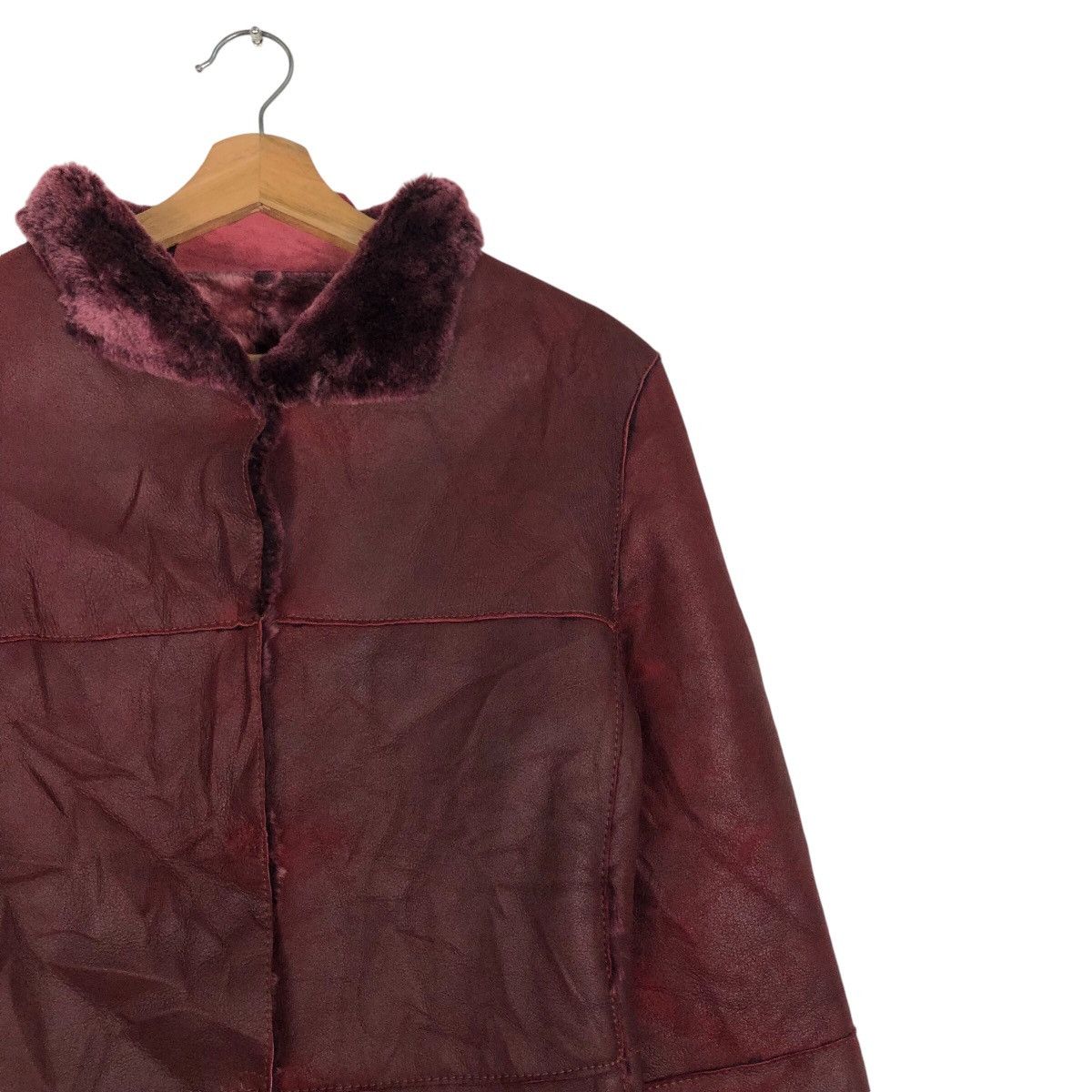 Vintage ITC Made in Italy Cropped Leather Jacket Mink Fur Shearling Size US M / EU 48-50 / 2 - 7 Thumbnail